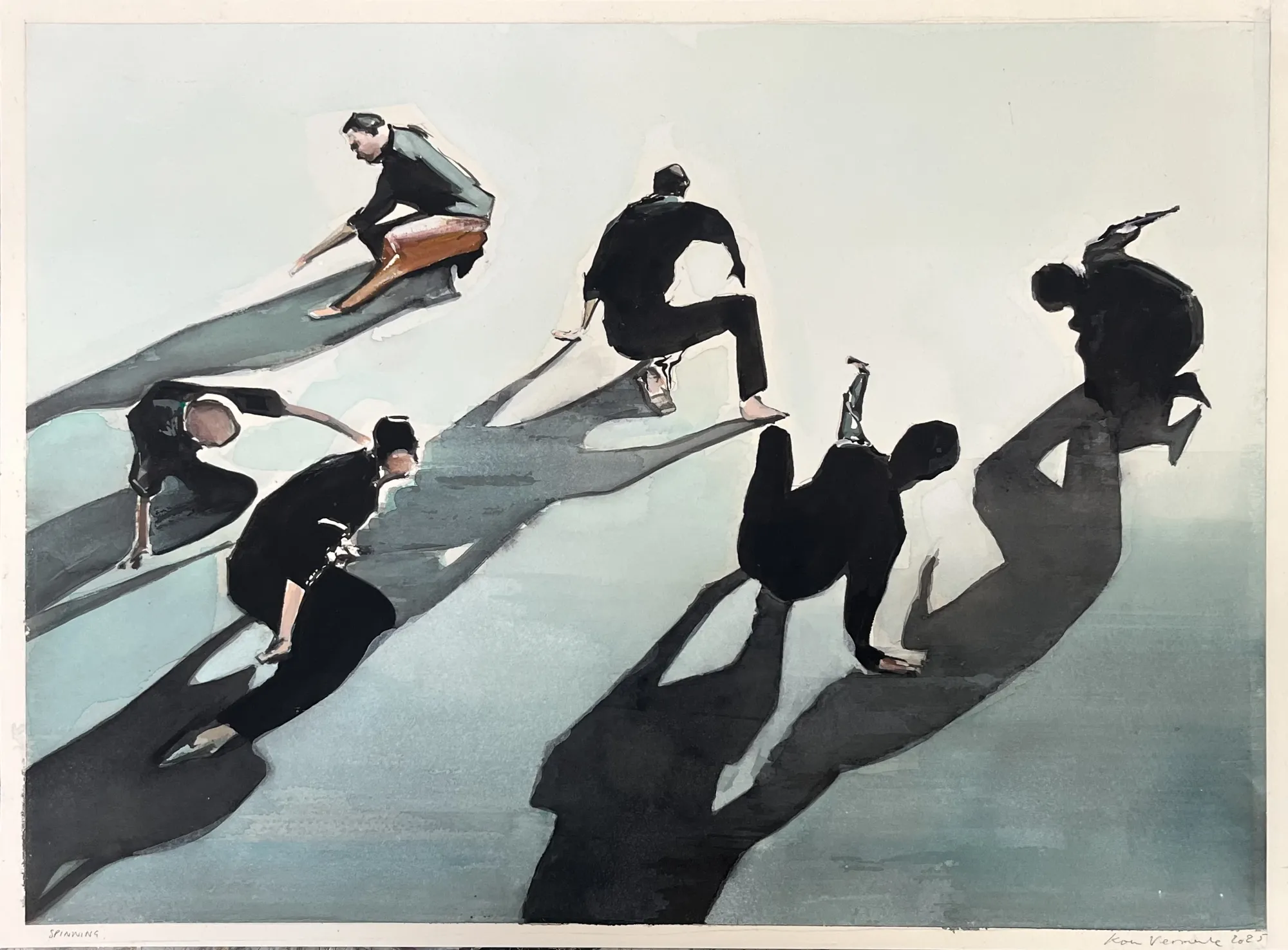 Spinning, 2025, Gouache on paper, 44.5 x 57 cm