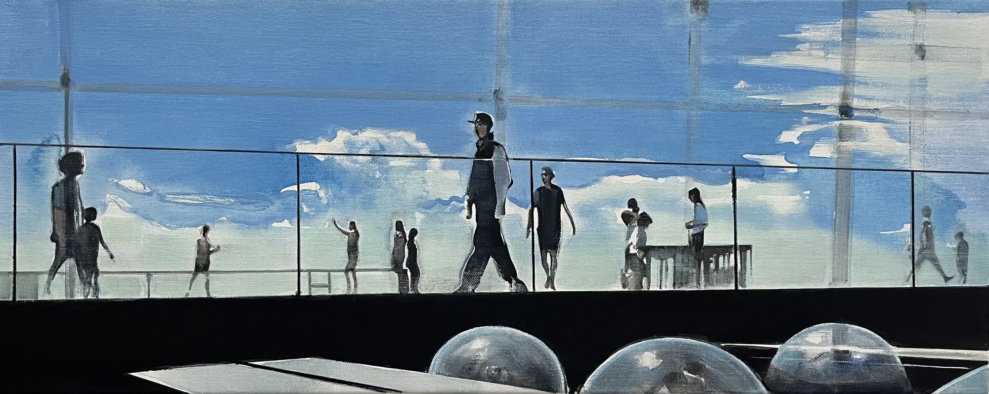 Dome, 2025, Oil and acrylic on canvas, 40 x 100 cm