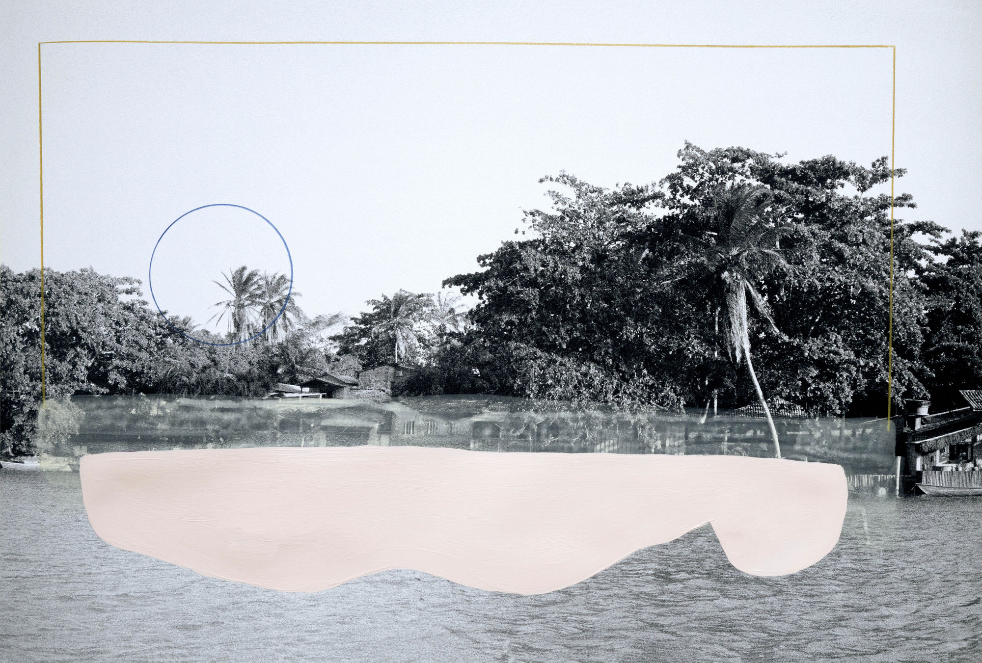 Claims of Truth, 2024 Photograph printed on cotton paper with color pencil and acrylic paint 20 x 30 in 50 x 76 cm