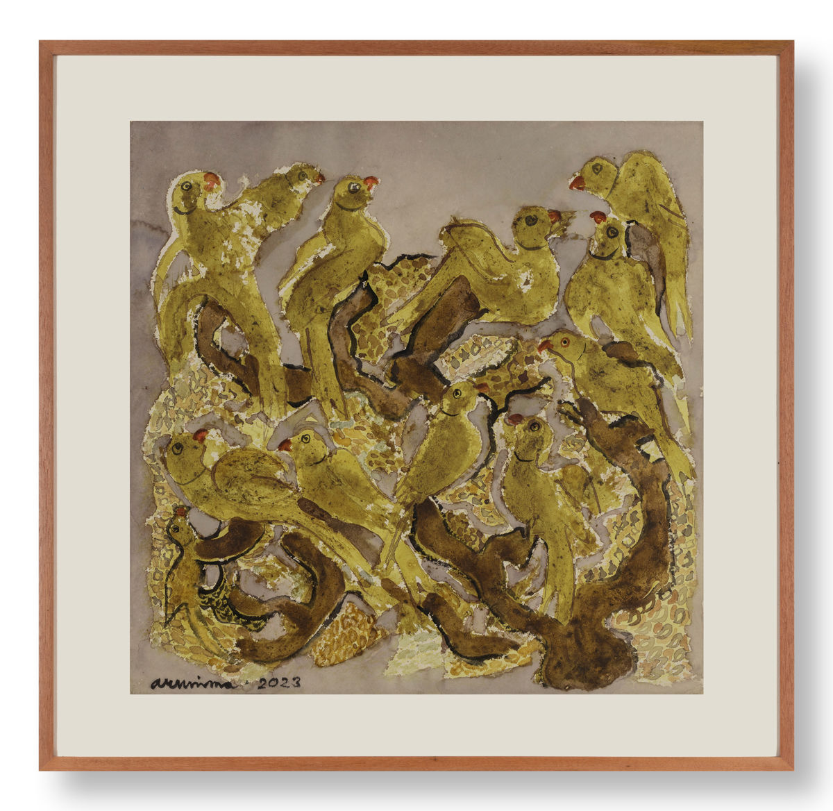 Arunima Choudhury (b.1950), Parrots, 2023