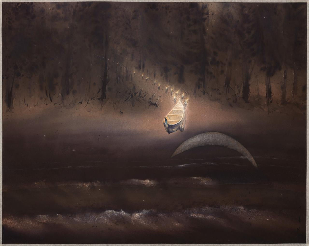 Bholanath Rudra (b.1984) The Golden Boat I Watercolour on paper 44.09 x 55.31 in. (112 x 140.5 cm.) 2024, Kolkata