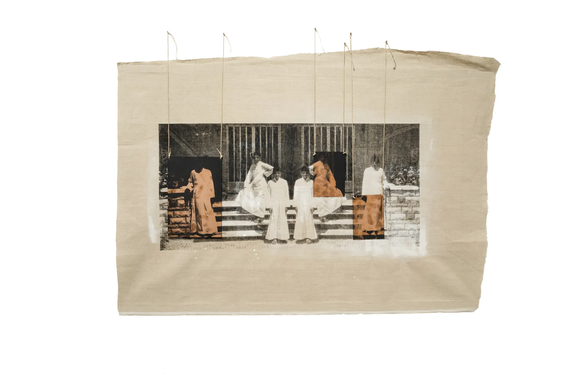 The Boys | الأولاد 2015 Paint and Silkscreen Ink on Canvas and Copper | حبر الطلاء والحرير على القماش والنحاس 140 x 101 cm