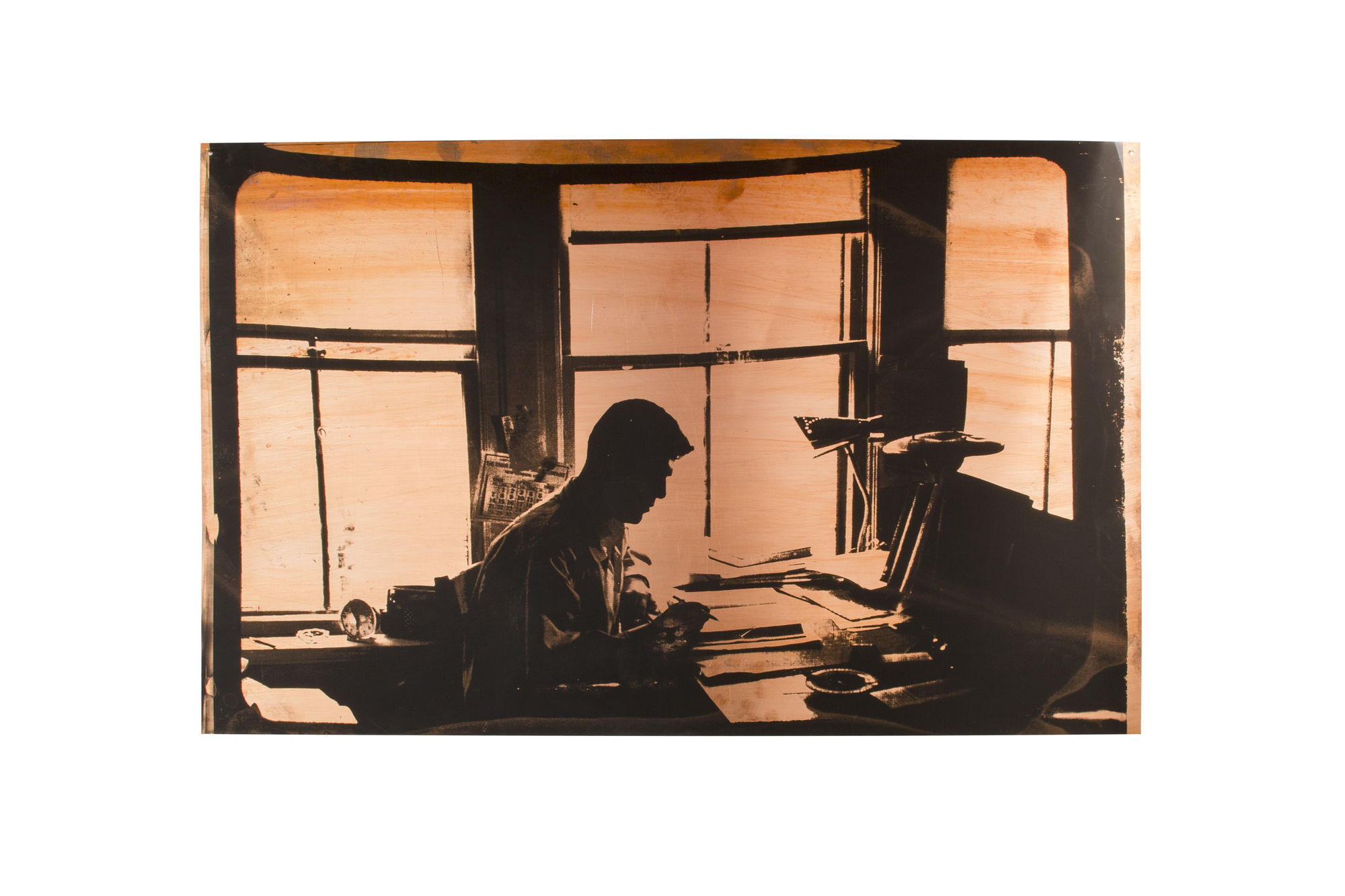 The Desk I | المكتب 2015 Silkscreen Ink on Copper | حبر من الحرير على النحاس 70 x 50 cm