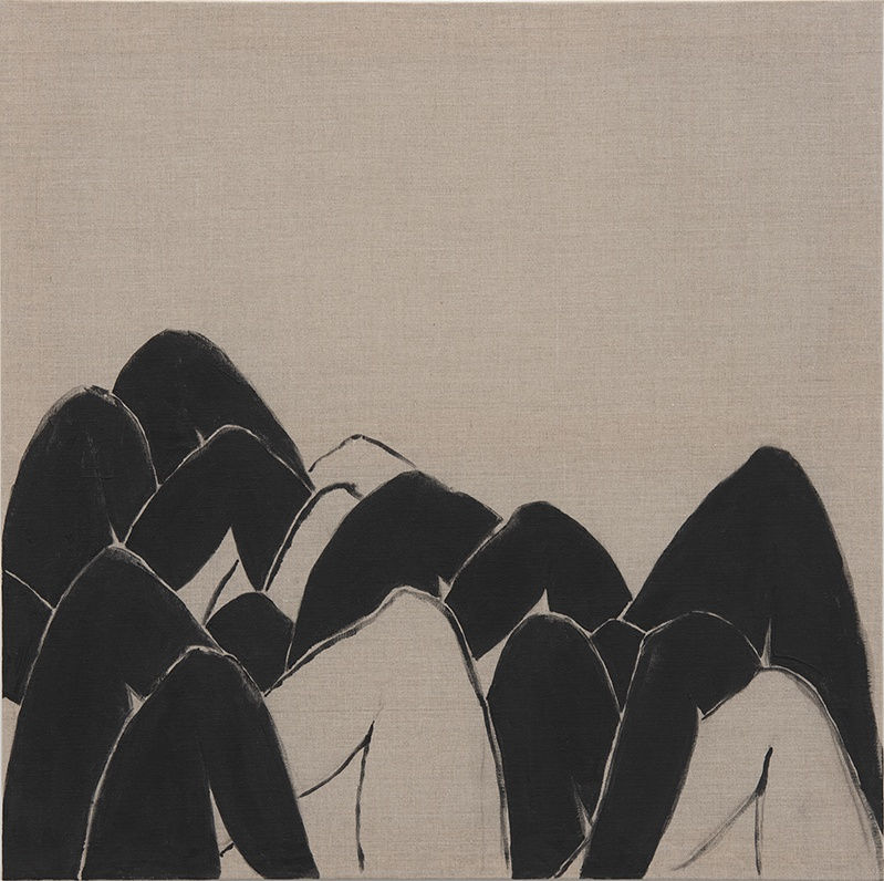 THE EMERGING XIII | ظهور الموجود ١٣ 2022 ACRYLIC PAINT ON NATURAL LINEN CANVAS | طلاء أكريليك على قماش الكتان الطبيعي 80 X 80 X 2 CM