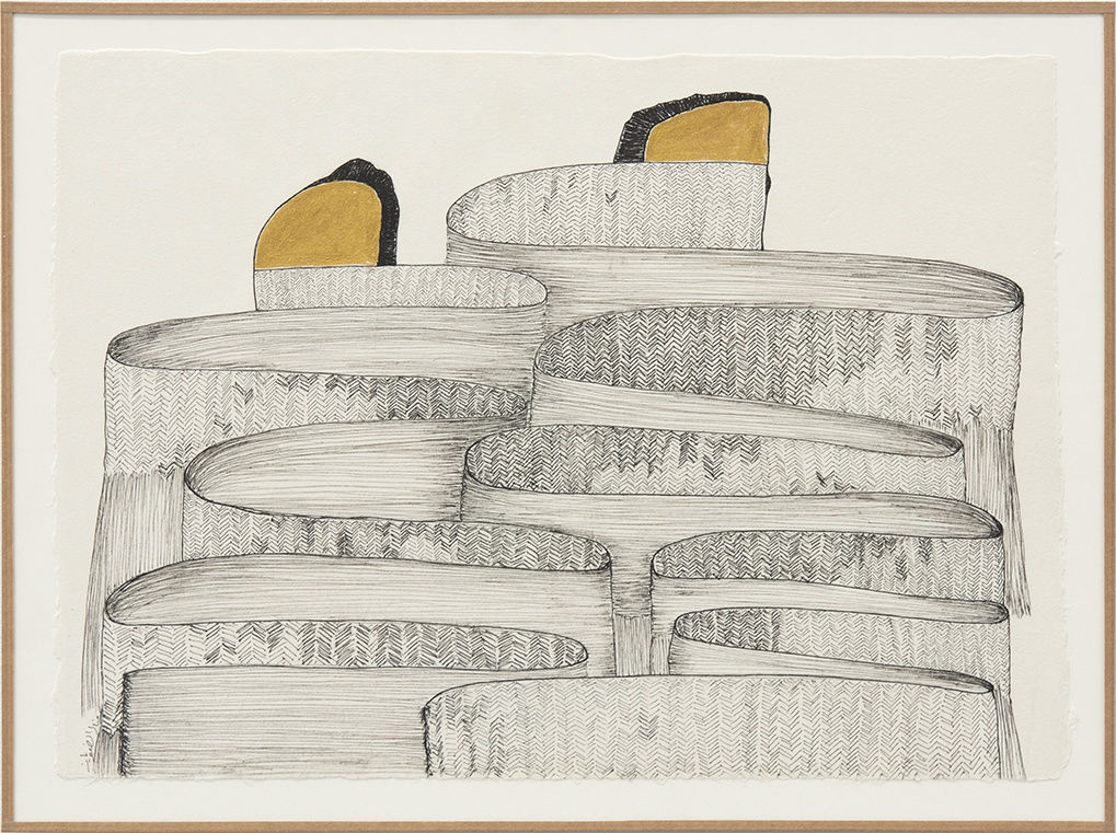 THE END IS BUT A BEGINNING III 2023 DRAWING IN JAPANESE PAPER AND JAPANESE GOLD INK 31 X 43 CM