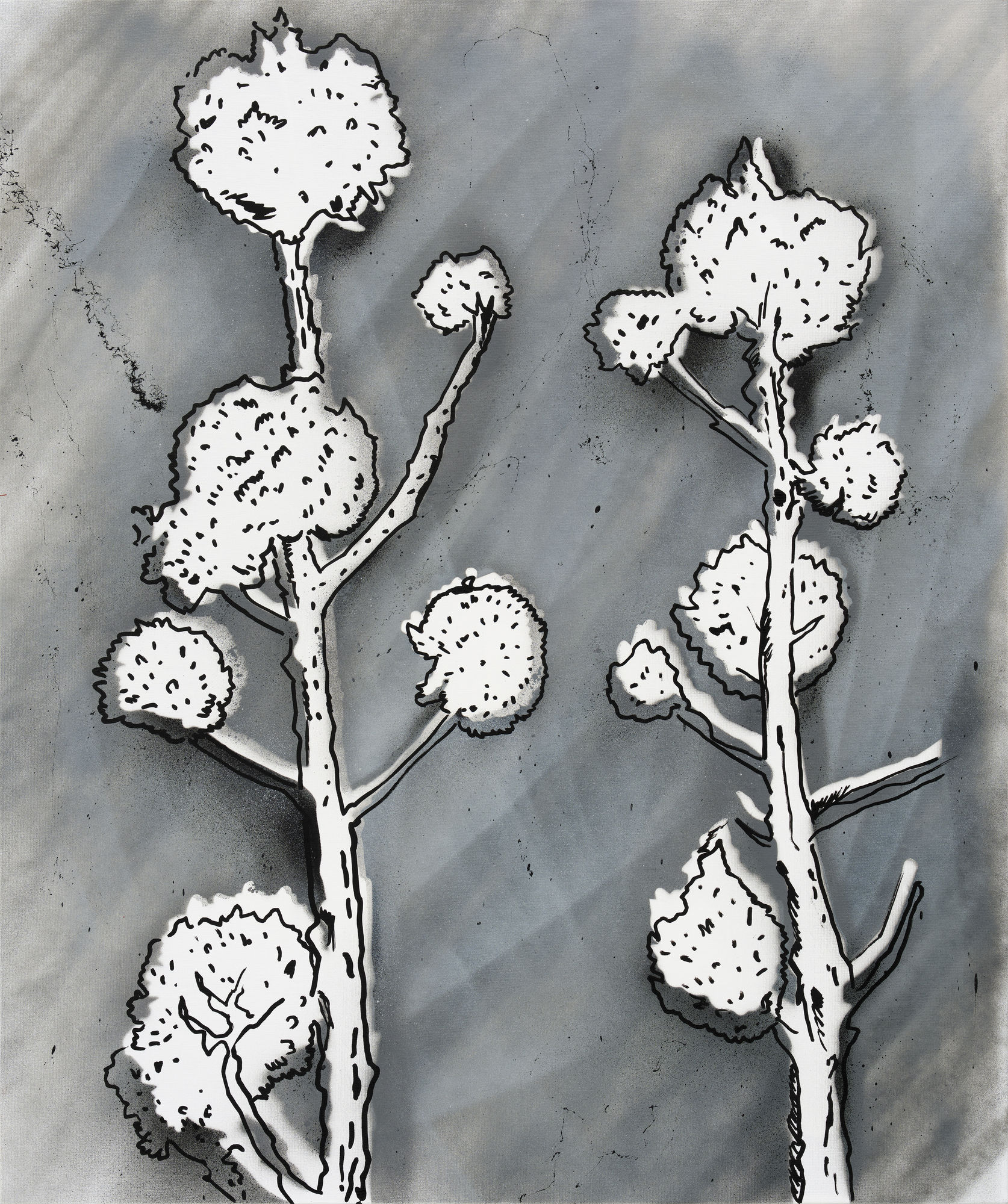 P 12, spray paint and oil maker on canvas, 72.7x60.6cm, 2022