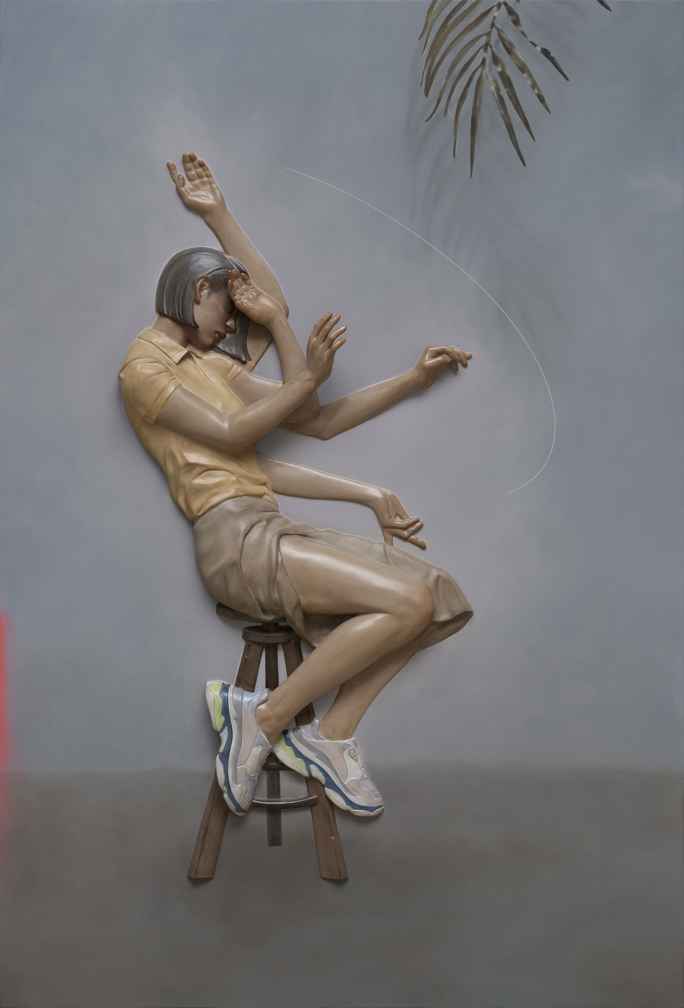 Thousand Hands, oil painted resin on canvas, 140x95cm, 2021