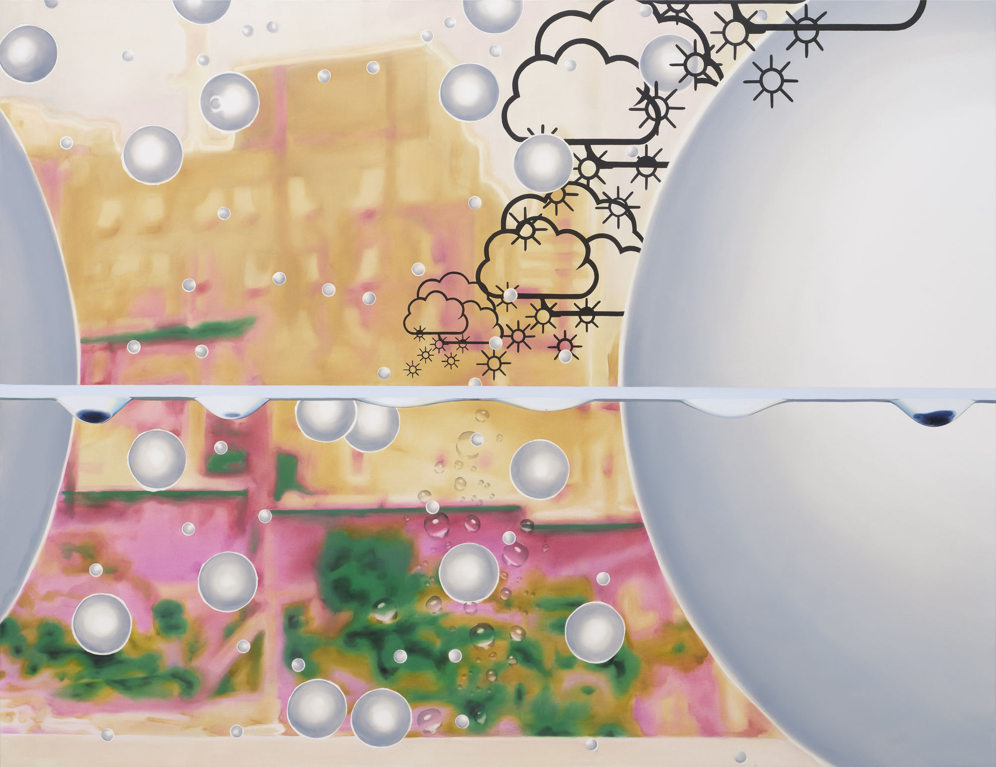 빗방울 모양 빗방울 Raindrop-shaped raindrops, oil on canvas, 112.1×162.2cm, 2024