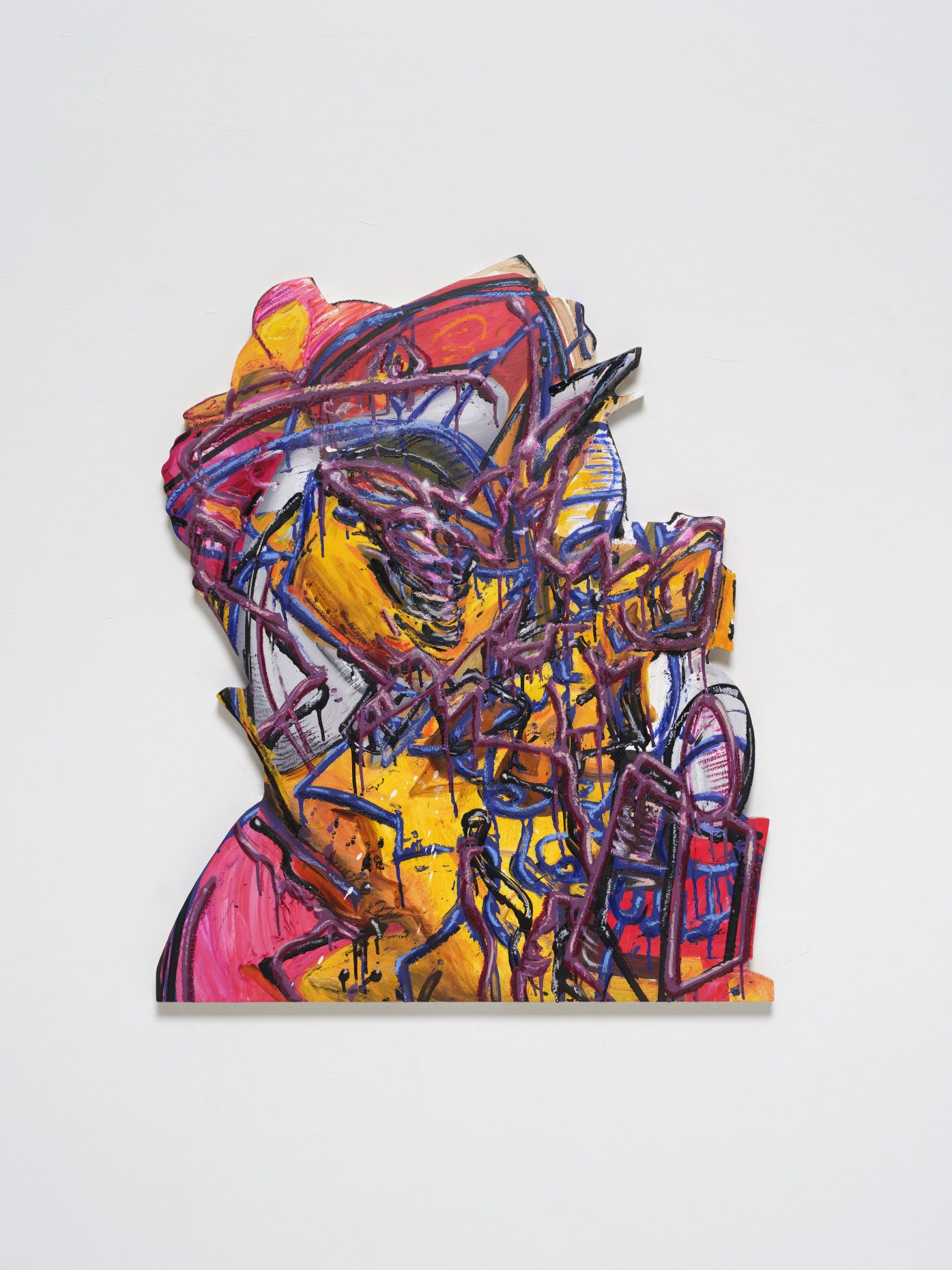 콰지모둠 Quasimodoom, spray paint and oil on wood, 88x72.7cm, 2024