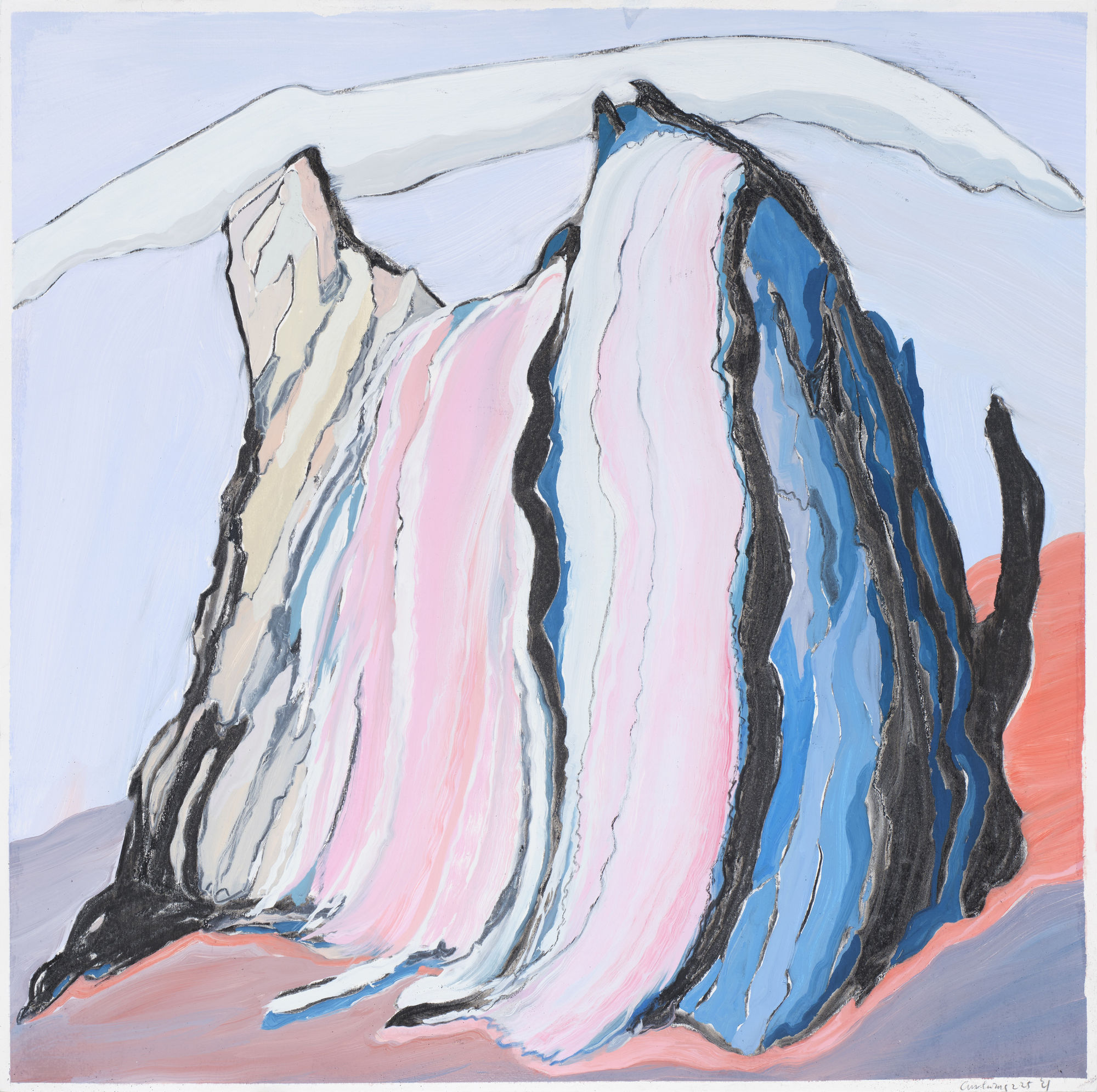 Curtains, charcoal and oil on canvas, 70 x 70 cm, 2025