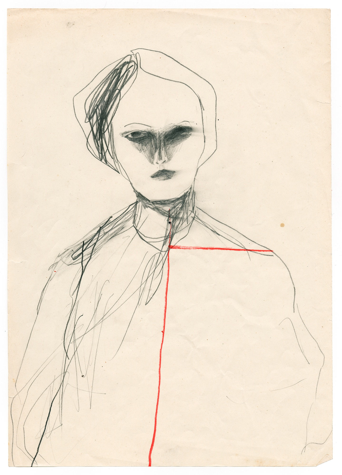 01/09/21 Structure Pencil and crayon on found paper, 2020 29.7 x 21 cm