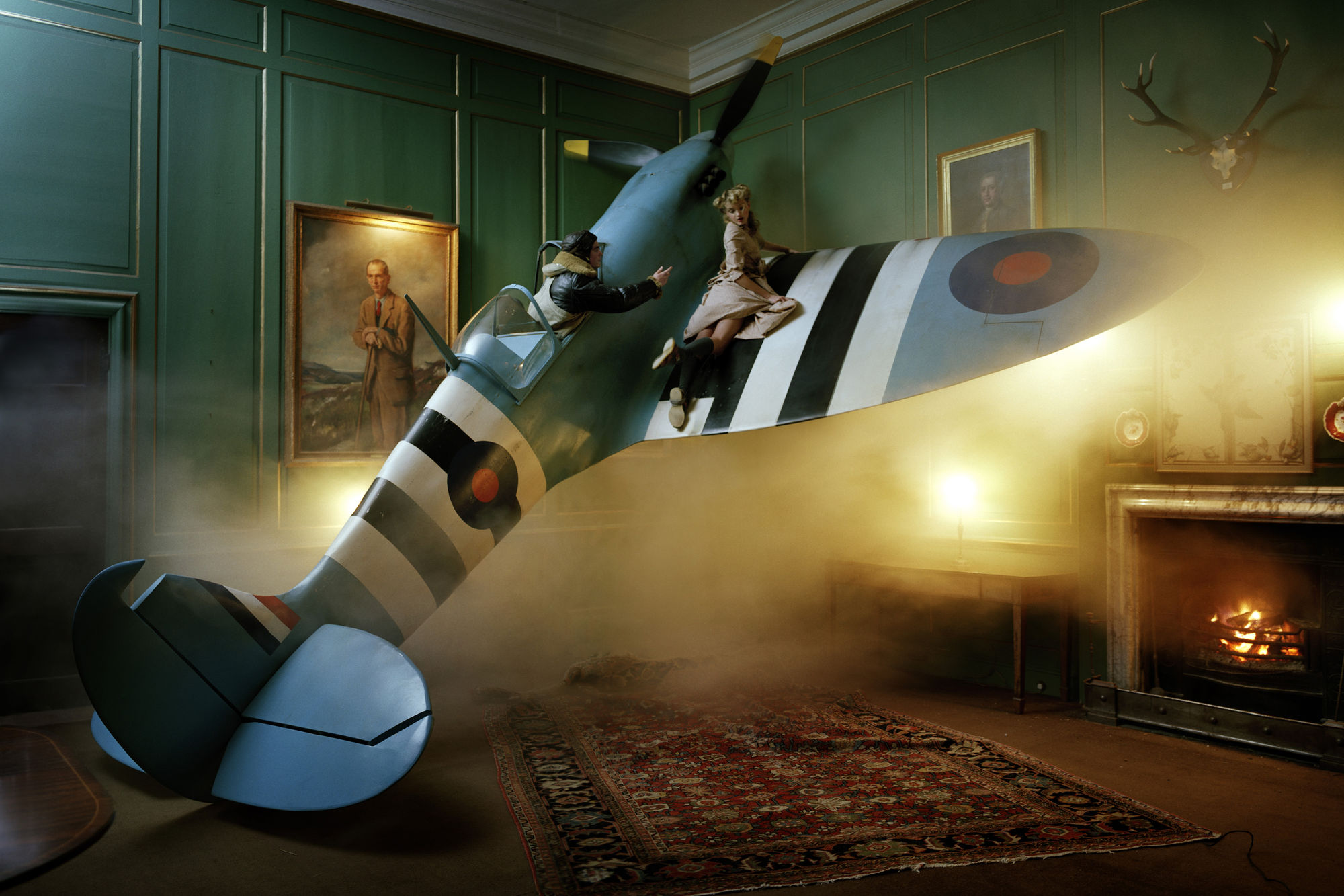 Tim Walker, Lily Donaldson in Blue Spitfire, Glemham Hall, Suffolk, 2009 © Tim Walker