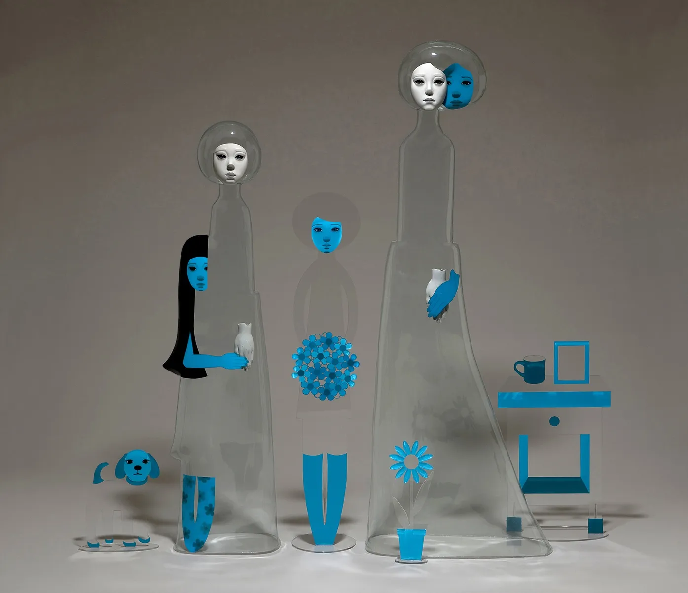 JINyoung yu Me & Myself #2, 2012 - 2015 Poly vinyl chloride, Fibre-reinforced plastic Acrylic Panel Left : 131 (H) x 24 (W) x 37 (D) cm Right : 156 (H) x 59 (W) x 27 (D) cm