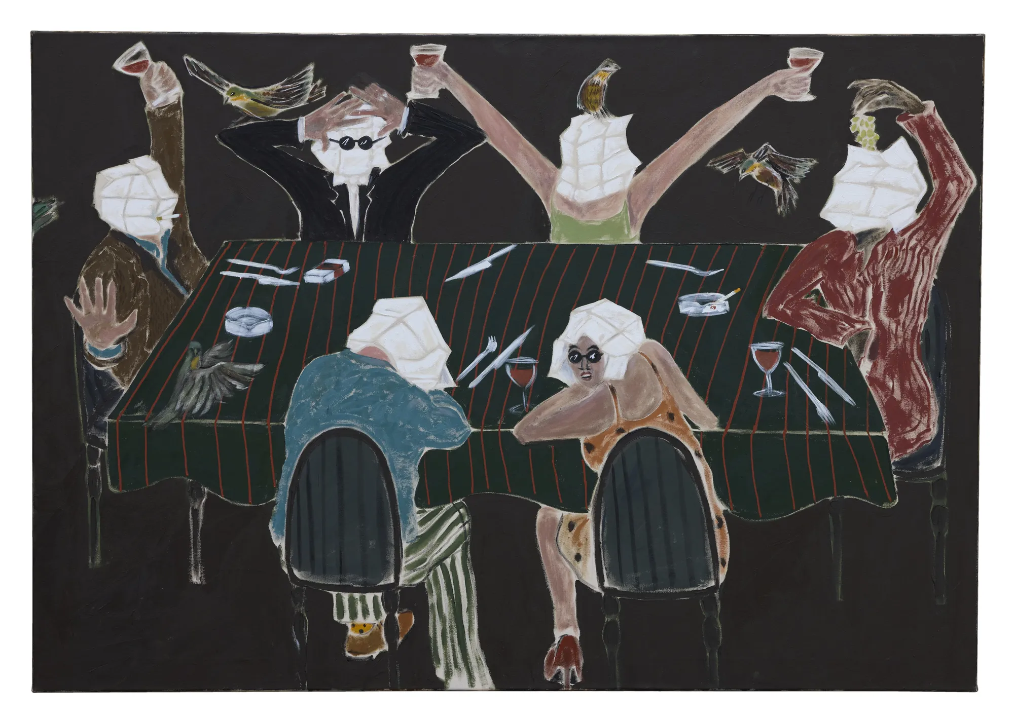 Napkins, 2025 Acrylic on canvas 49 1/4 x 70 7/8 in. (125 x 180 cm)