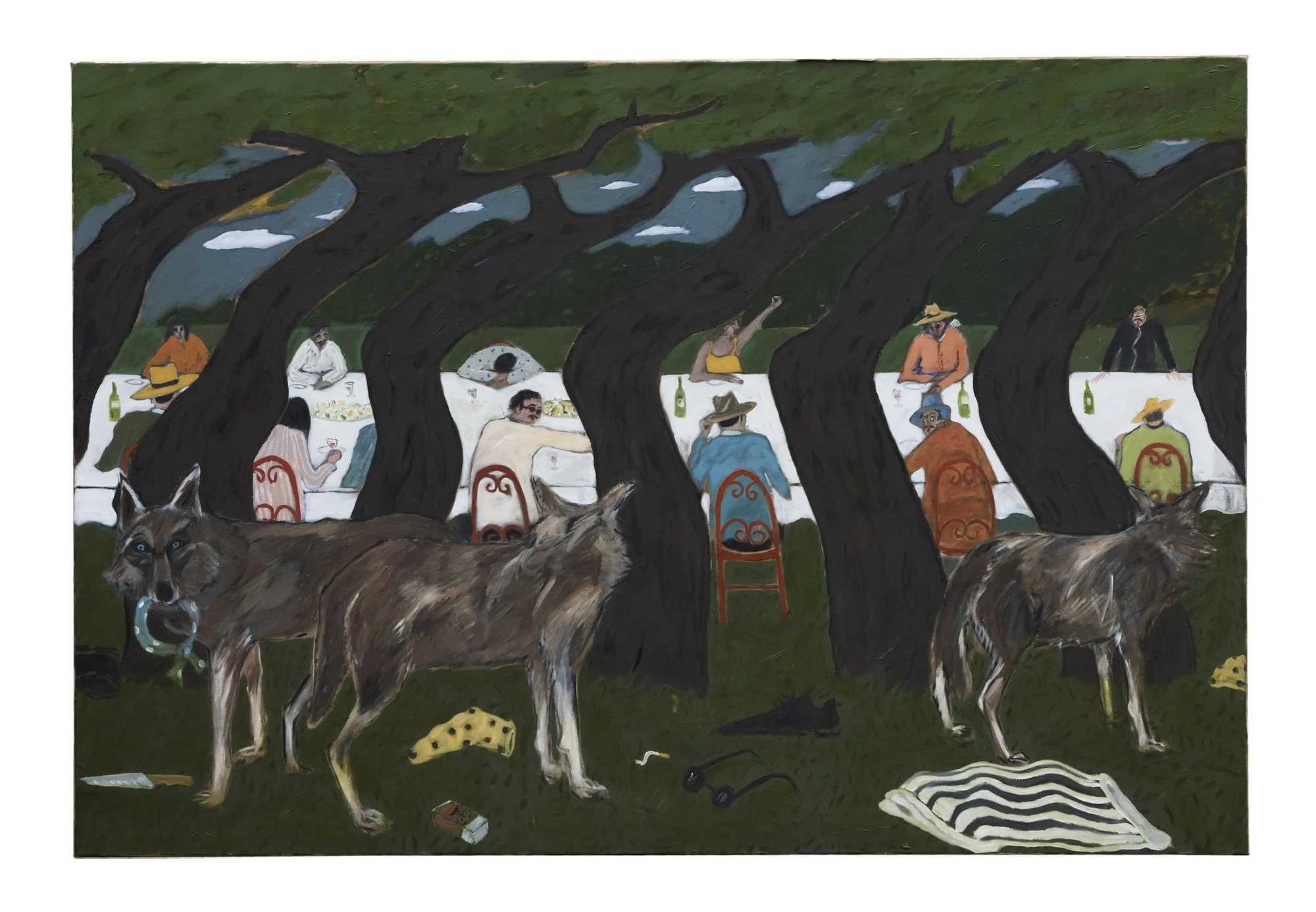 Through the trees, 2025 Oil & acrlic on canvas 60 x 88 1/2 in. (150 x 225 cm)