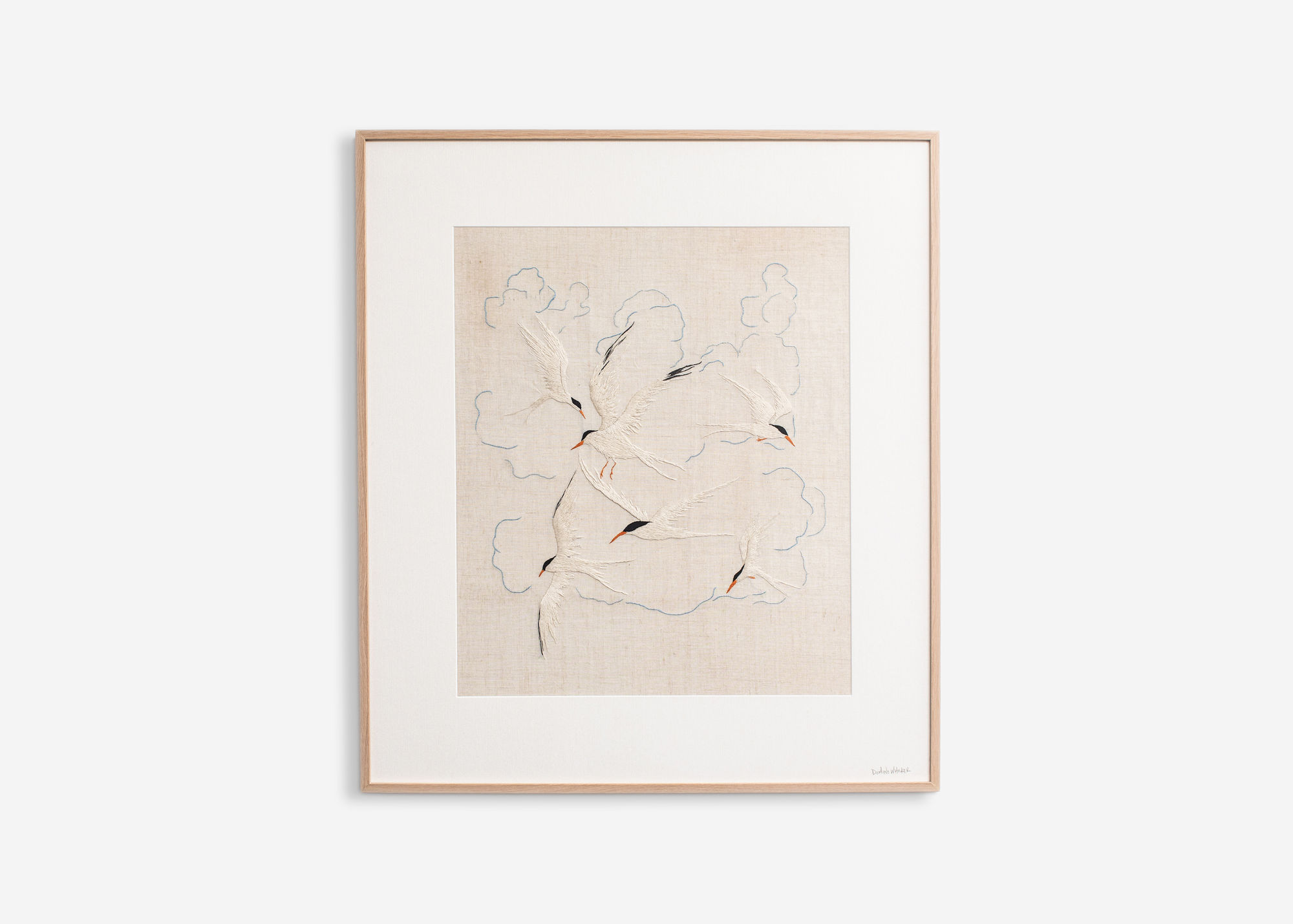 Lost At Sea , 2025 Hand embroidery on vintage Irish linen 29 1/8 x 25 3/8 inches (73.9 x 64.5 cm)