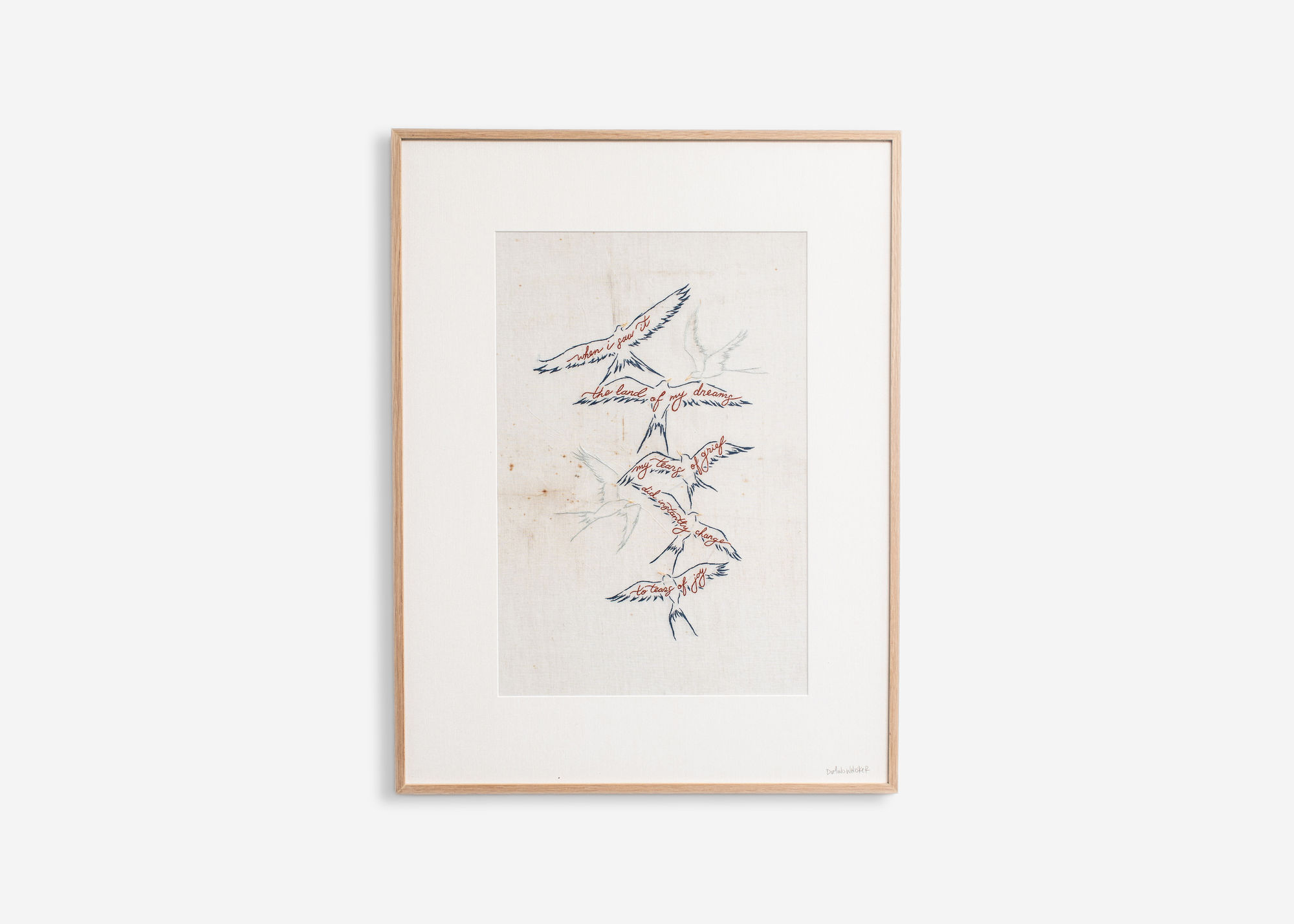 Tears Of Joy, 2025 Hand embroidery on vintage Irish linen 28 1/8 x 21 7/8 inches (71.5 x 55.5 cm)