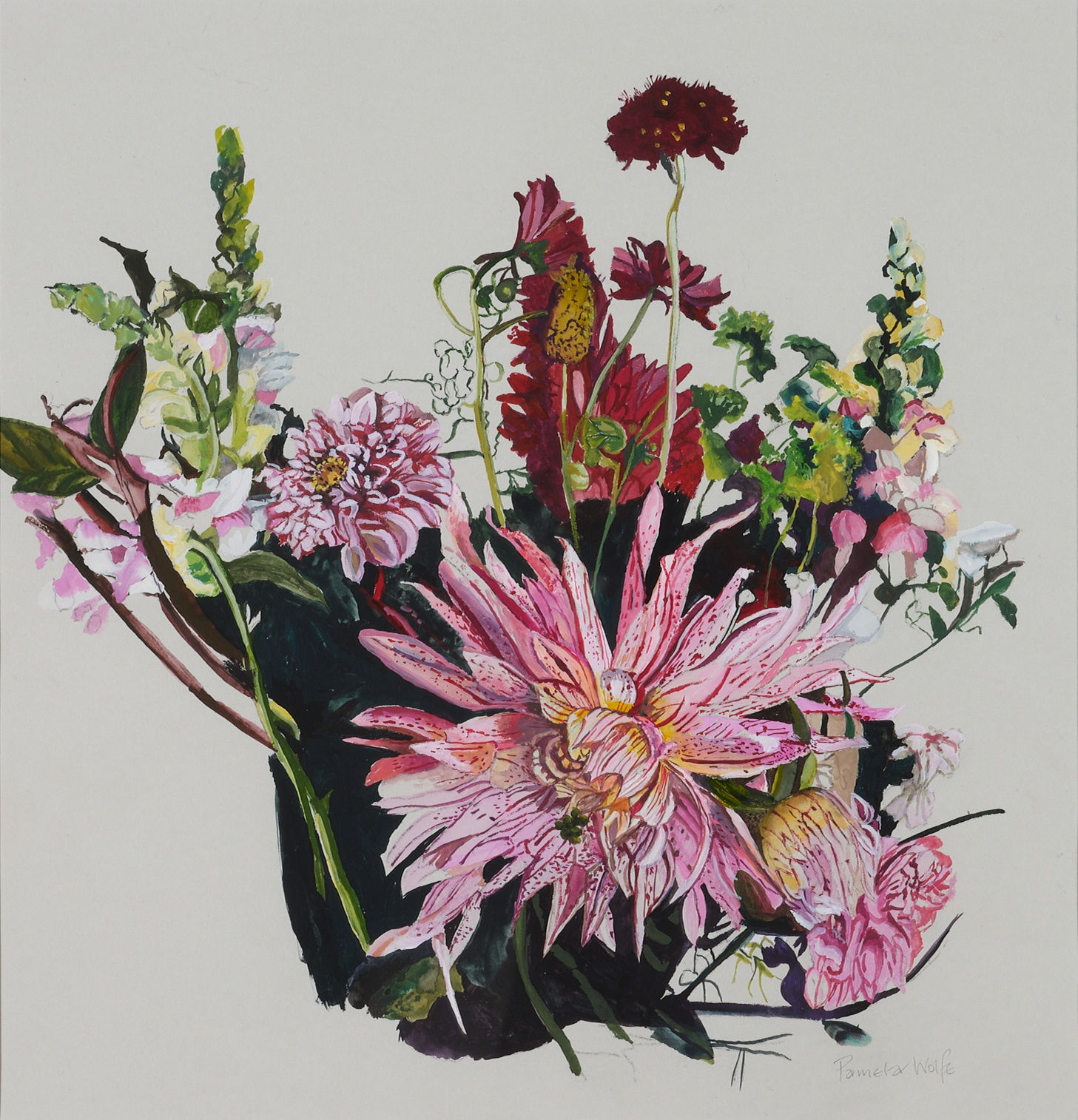 Pamela Wolfe, Striped Dahlias, 2022