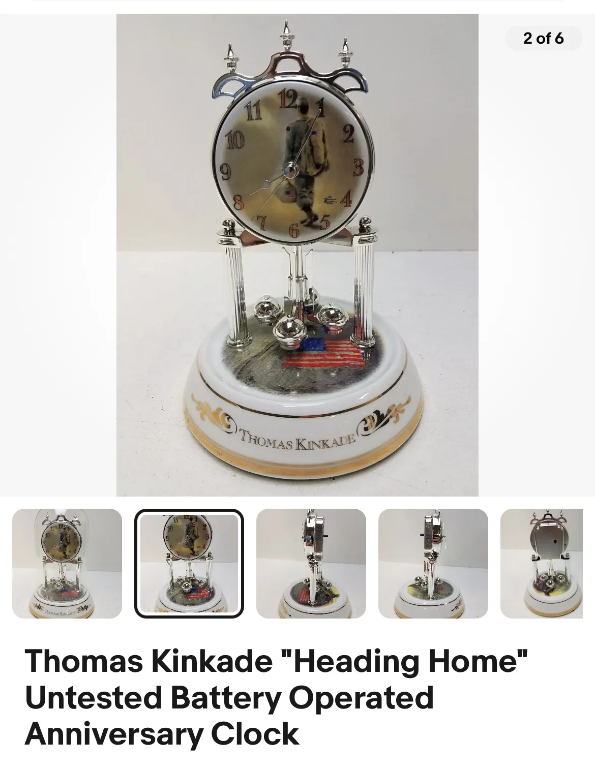 THOMAS KINKADE "HEADING HOME" CLOCK WITH SOLDIER RETURNING HOME