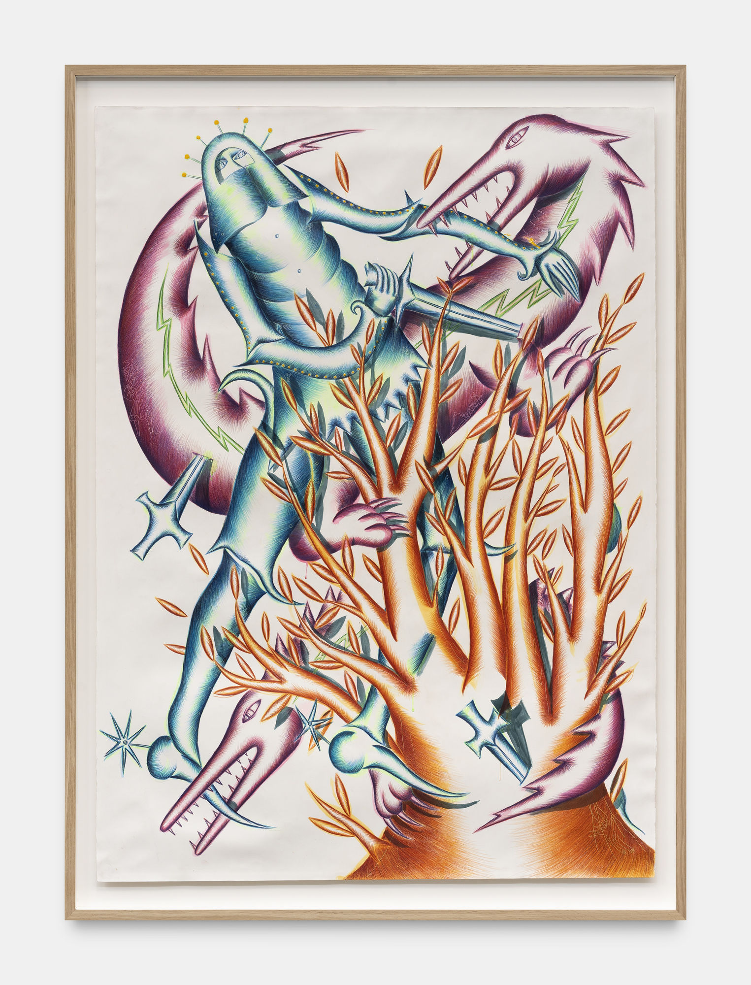 John Fou Are You St-George?, 2022 Acrylic, colored pencil on paper 181 x 132 cm. framed 71 1⅗0 x 51 97/100 in. framed