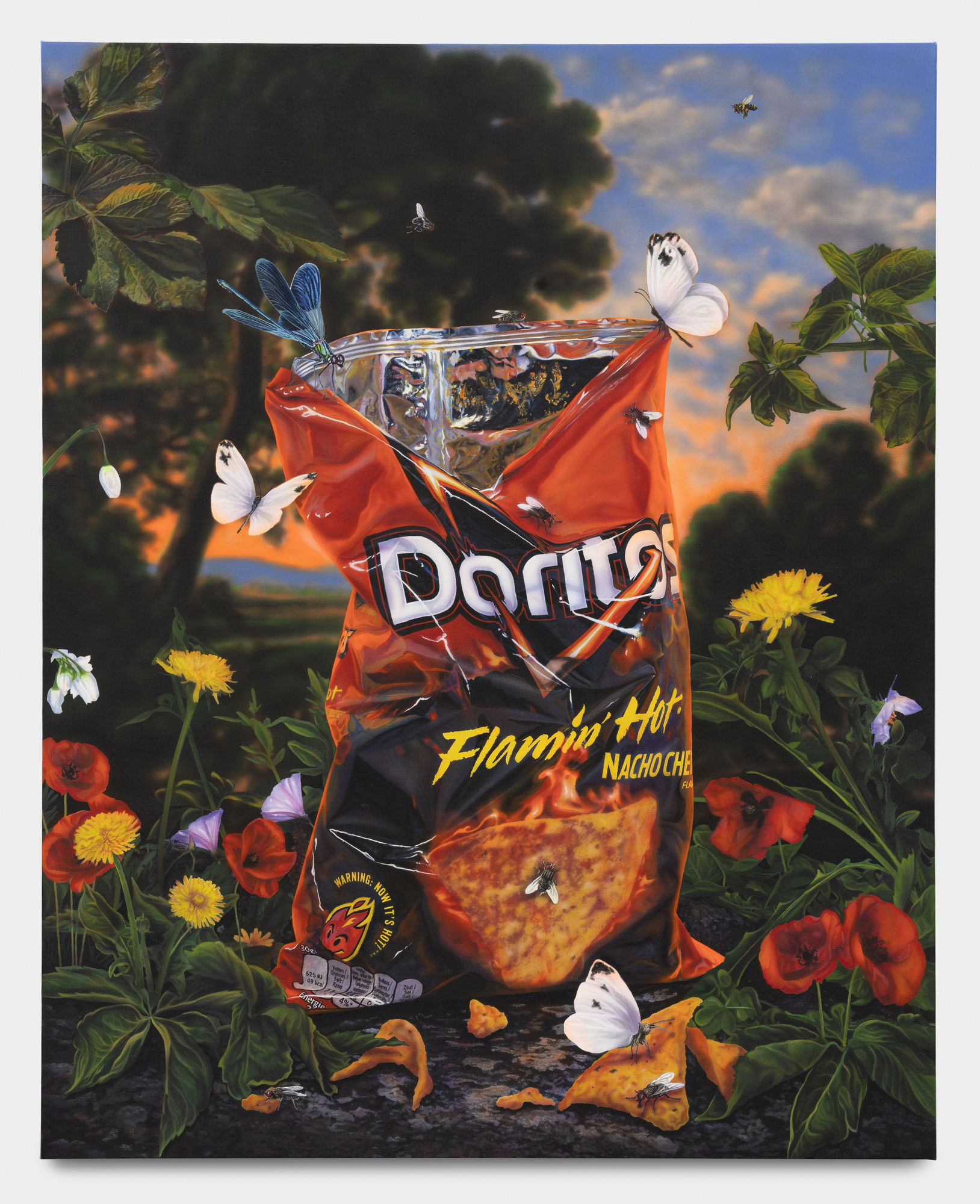 Léo Luccioni Warning: now it’s hot!***, 2023 Oil, acrylic and CYMK ink on canvas 100 x 80 x 3 cm. 39 ½ x 31 ½ x 1 in.