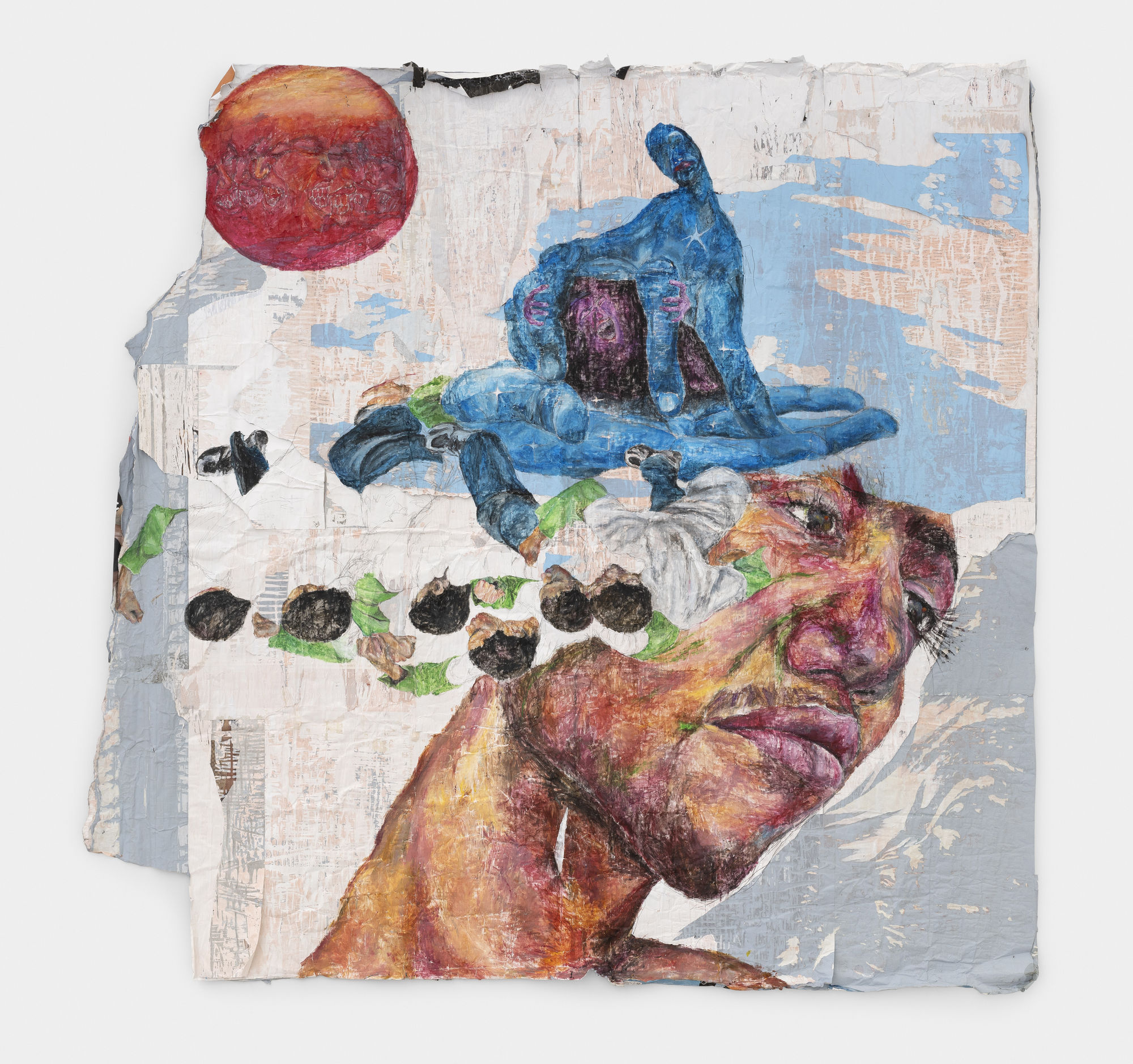 Pharaoh Kakudji Throat / The Coincidence of Alignment, 2023 Mixed media on paper 300 x 308 cm. 118 x 121 ¼ in.