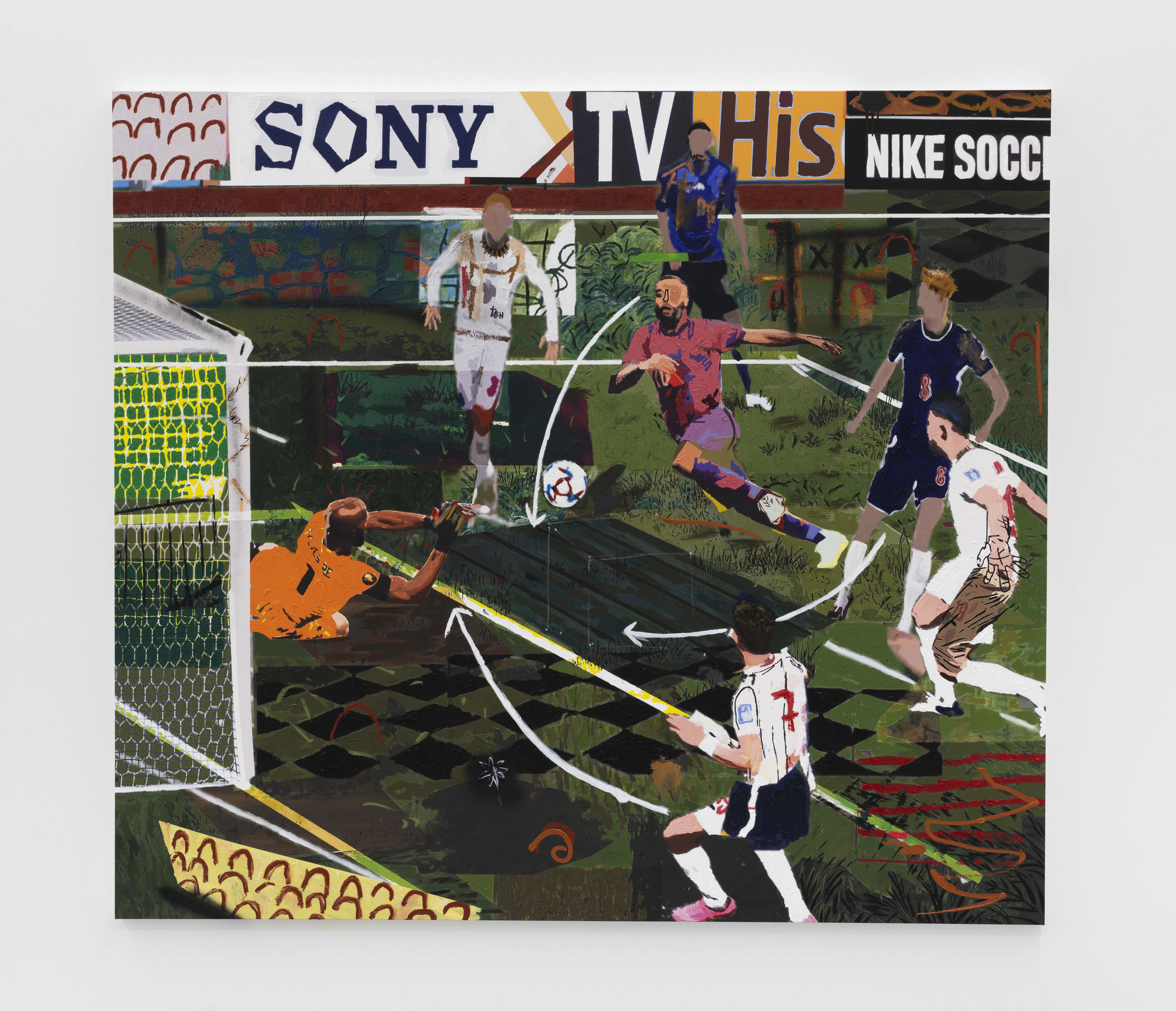 Olivier Souffrant All or Nothing, 2023 Acrylic and archival CMYK ink on canvas 203 x 228 x 4 cm. 80 x 89 ¾ x 1 ½ in.