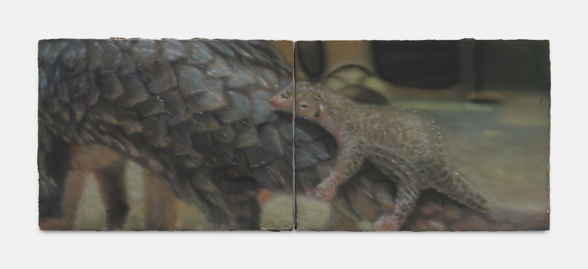 Jack Jubb Gnosis (Cute), 2022 Signed "JJ 22" on the back Acrylic, Acrylic medium on cradled wooden panel 2 panels of 31 x 41 x 5,5 cm each