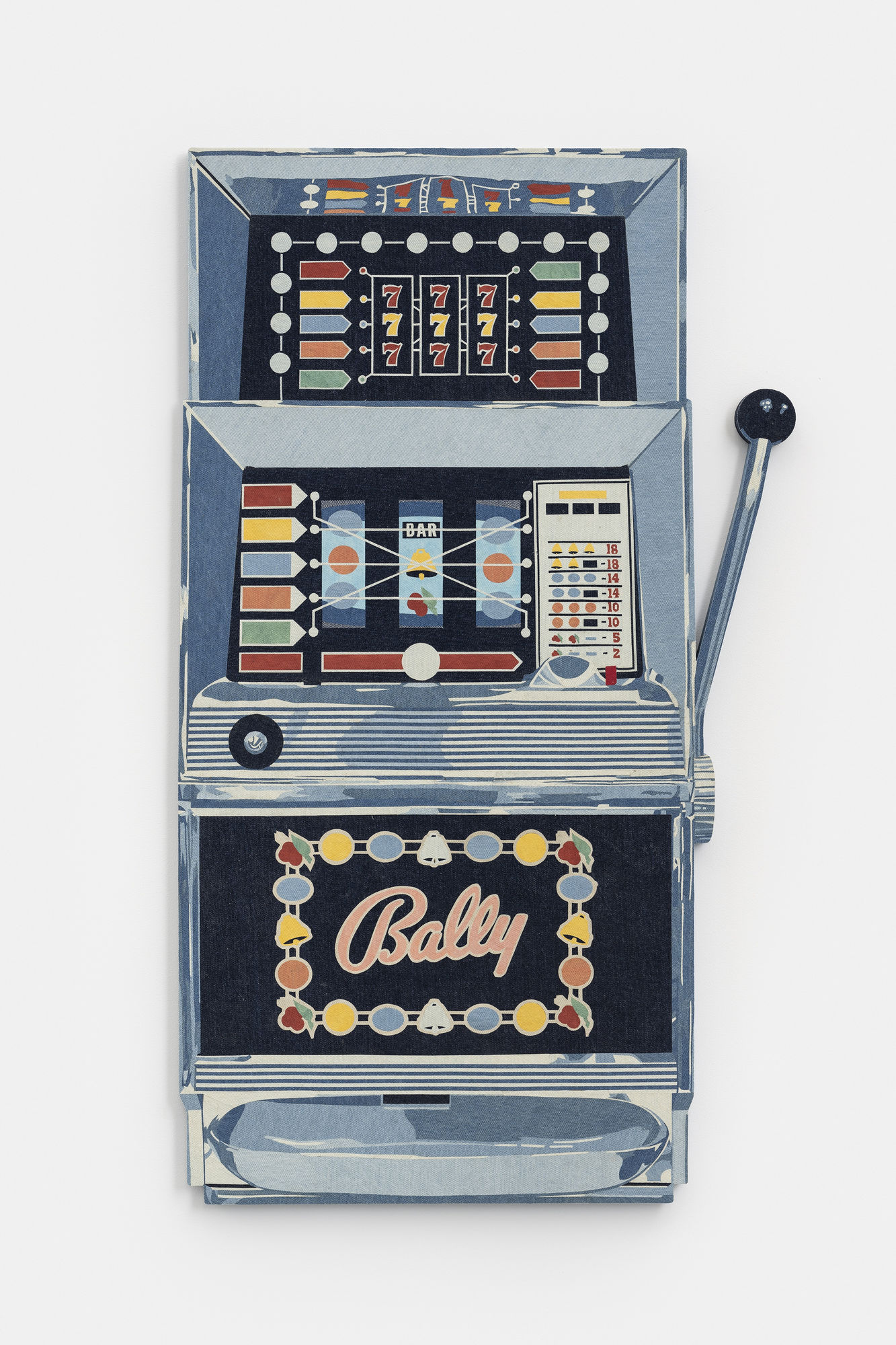 Nick Doyle The Fool Who Knows His Foolishness, Is Wise At Least As Far (single), 2023 Dyed denim on custom panel 118.1 x 68.6 cm. 46 ½ x 27 ⅒ in.