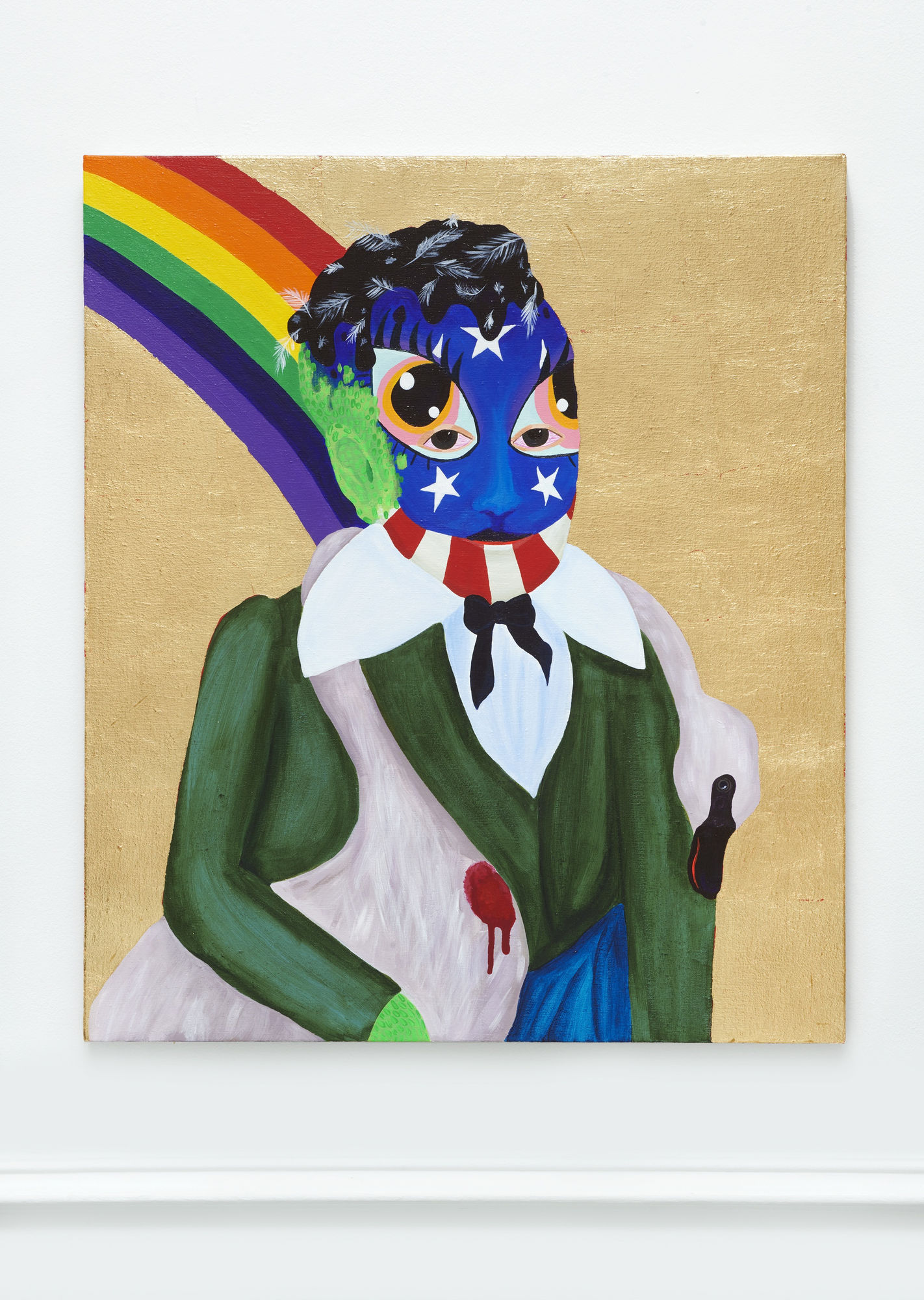 Bailey Scieszka Parsifal (Tar and Feather Betsy Ross Face Paint), 2019 Acrylic and gold leaf on linen
