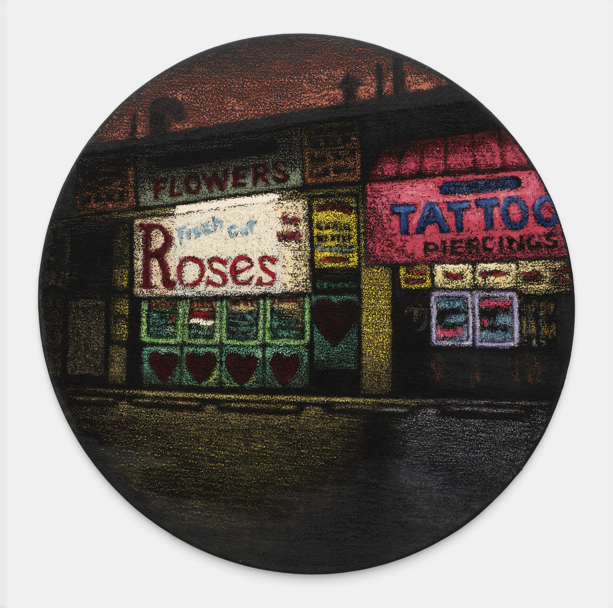 Jane Dickson Roses Tatoos, 2002 Oilstick Rolotex on canvas 79 x 79 cm. 31 x 31 in.