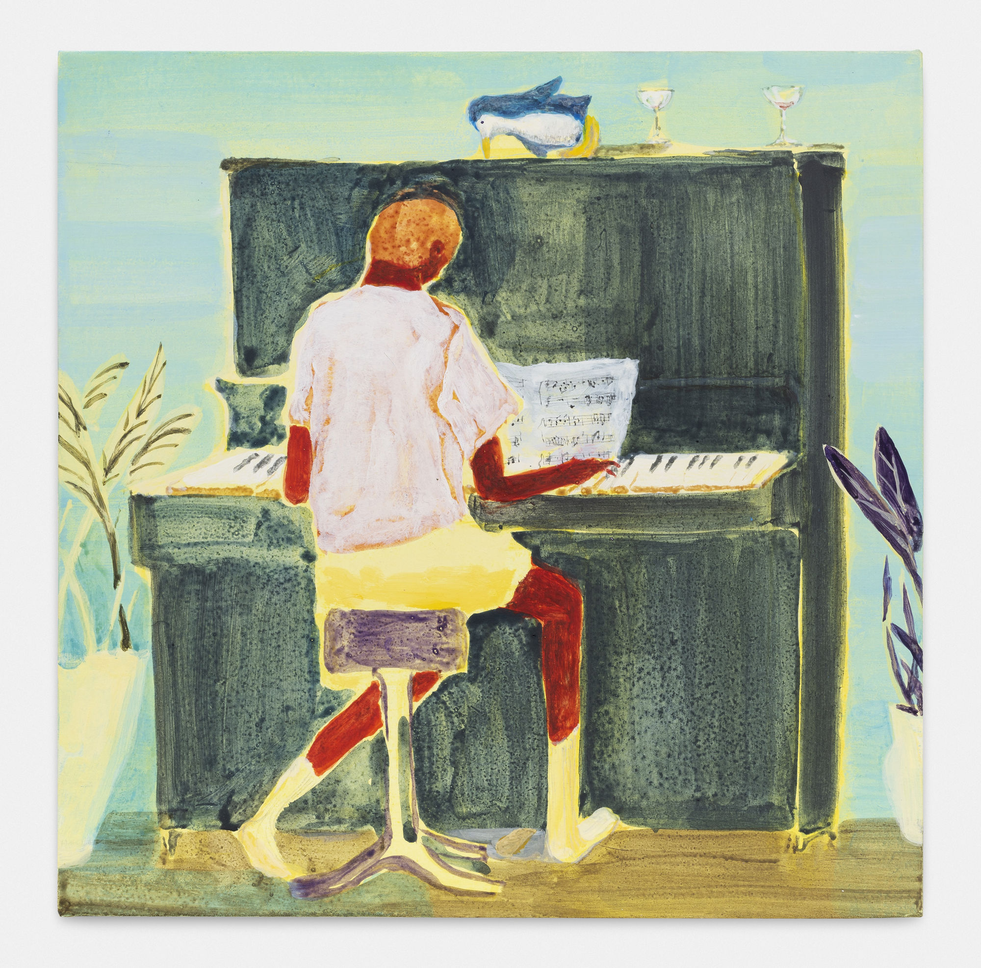 Minami Kobayashi The Piano Lesson Years Ago, 2020 Egg tempera on cotton 30 x 30 cm. 12 x 12 in.