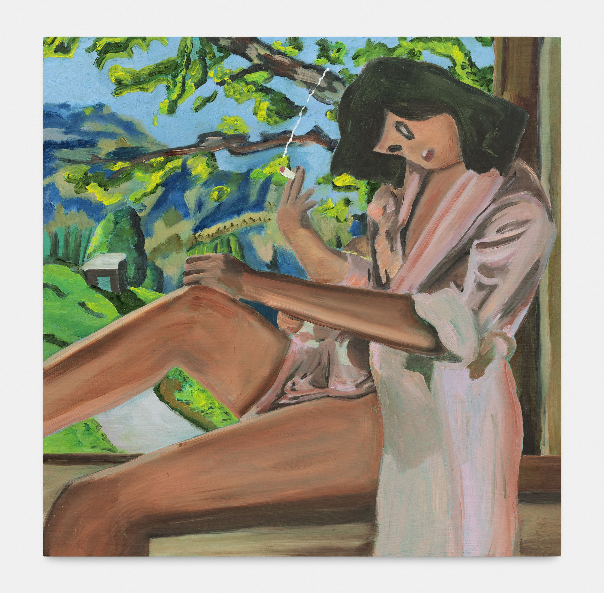 Hiroya Kurata Smoking in Pink Robe, 2020 Oil on panel 20 x 20 cm. 8 x 8 in.