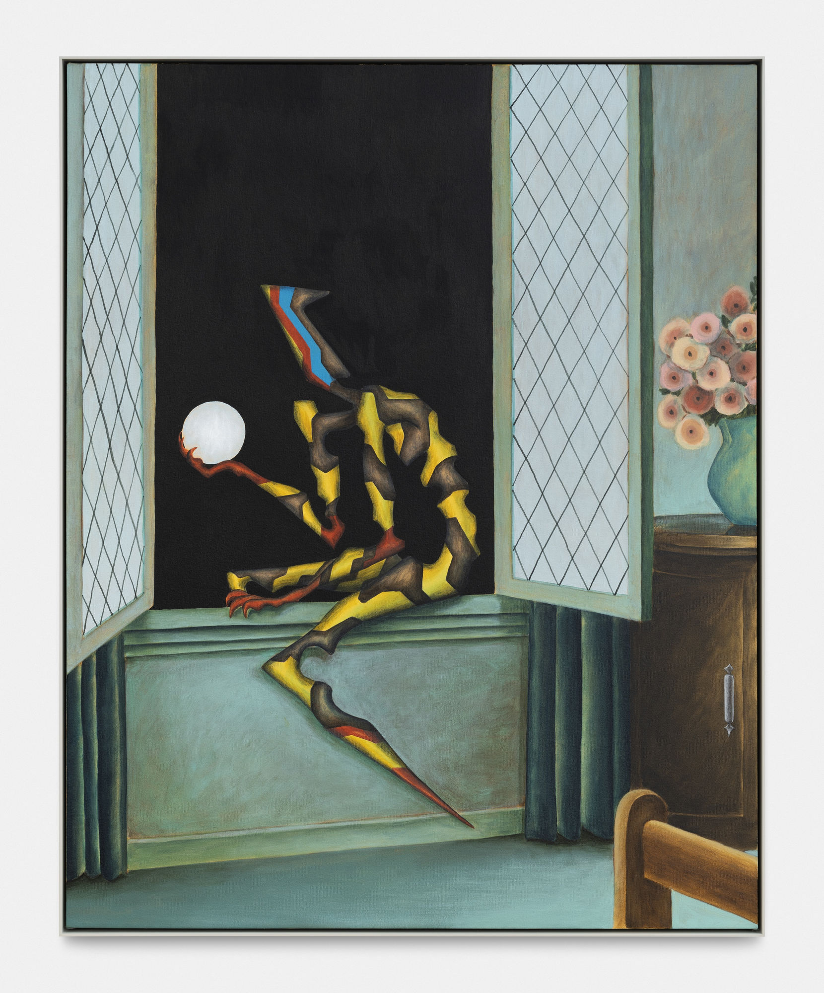 Alejandro Cardenas Creeping Consequences, 2020 Acrylic on canvas, powder coated aluminium frame 102 x 81 cm. 40 x 32 in.