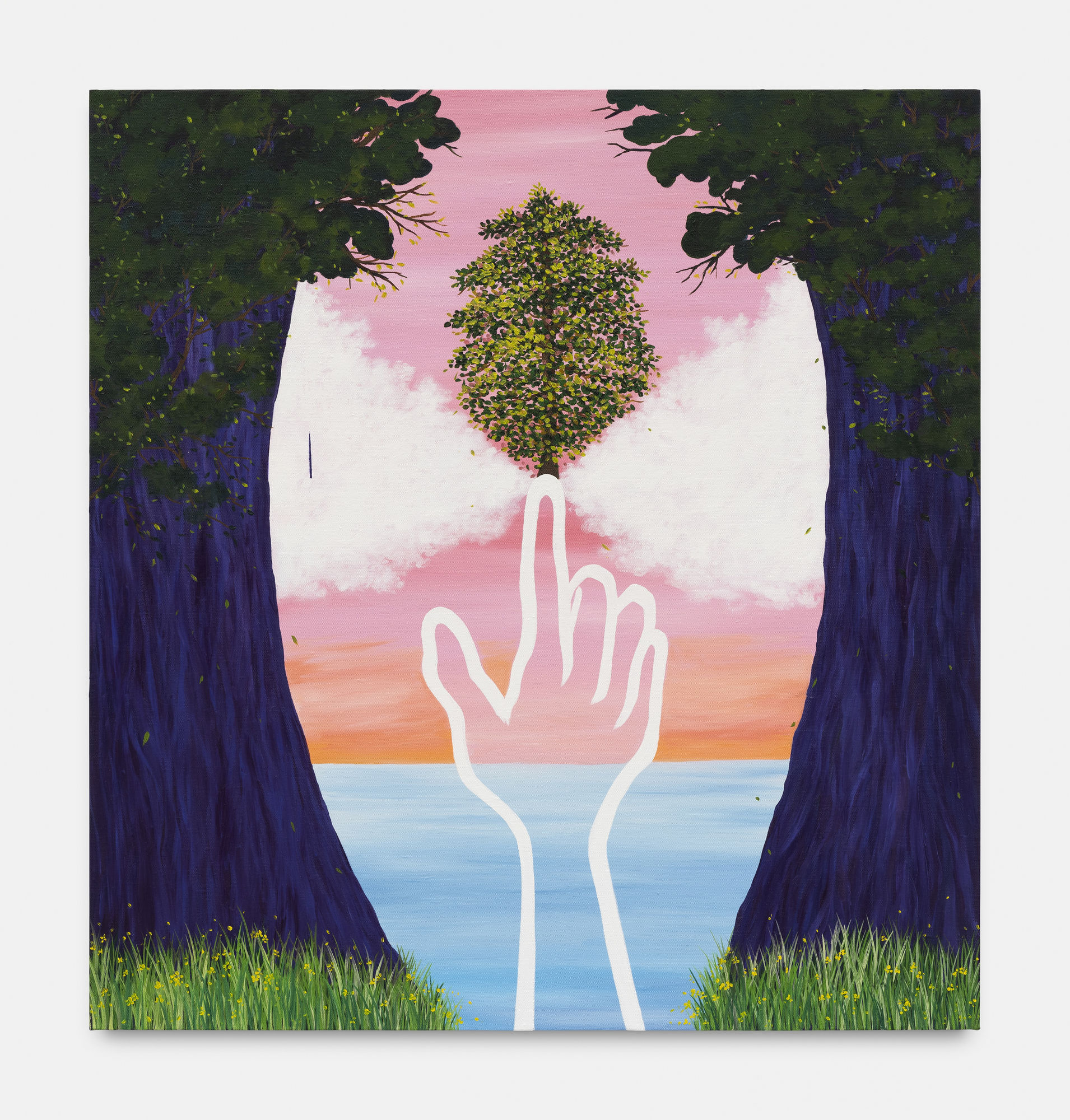 Hiejin Yoo You Brought The Warmth In Here, 2022 Oil on linen 91 x 86 cm. 36 x 34 in.