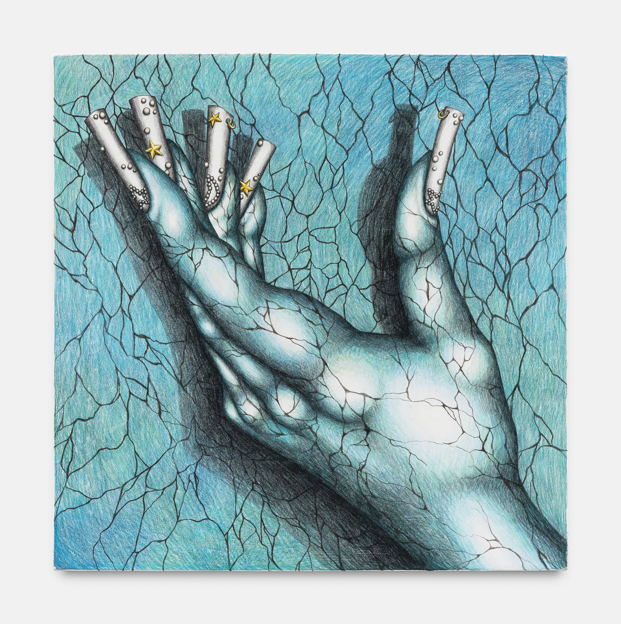 Samantha Rosenwald Semiprecious, 2022 Colored pencil on canvas 64 x 64 cm. 25 x 25 in.