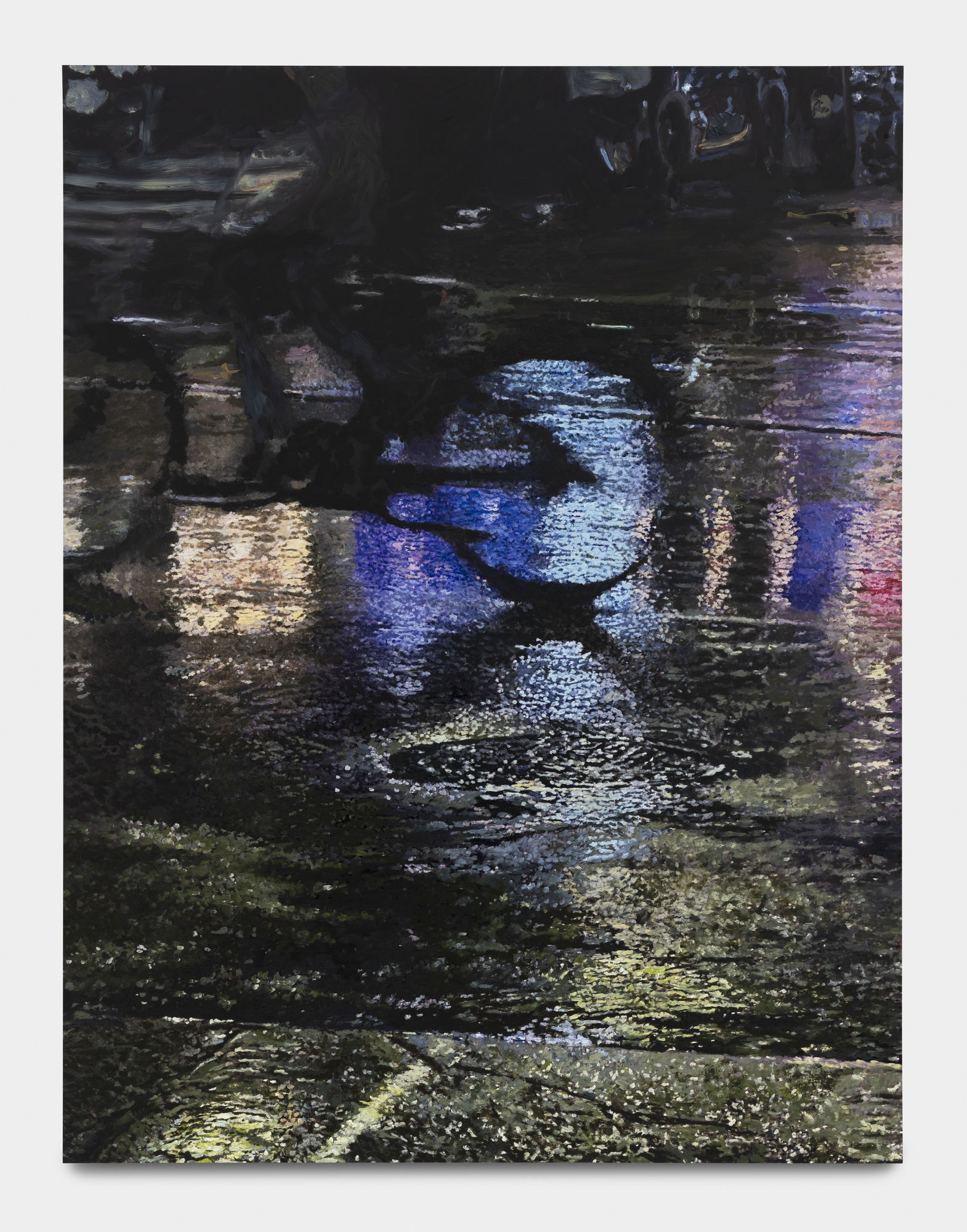 Nick Farhi Nighttime Jazz, 2024 Oil, pastel, enamel on aluminium 90.6 x 69.5 cm. 35 ½ x 27 ½ in.