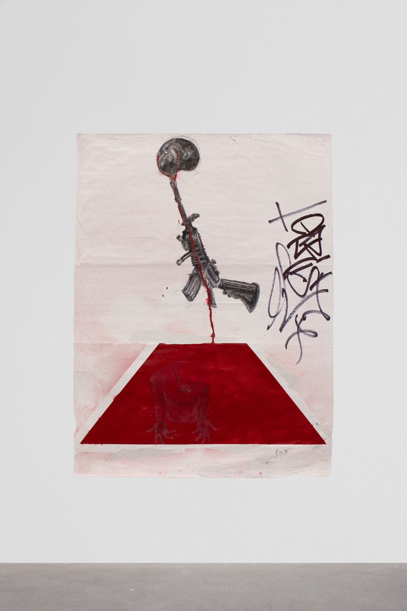 Pharaoh Kakudji Red cryin Pool, 2023 Mixed media on paper 200 x 150 cm. 78.7 x 59 in.