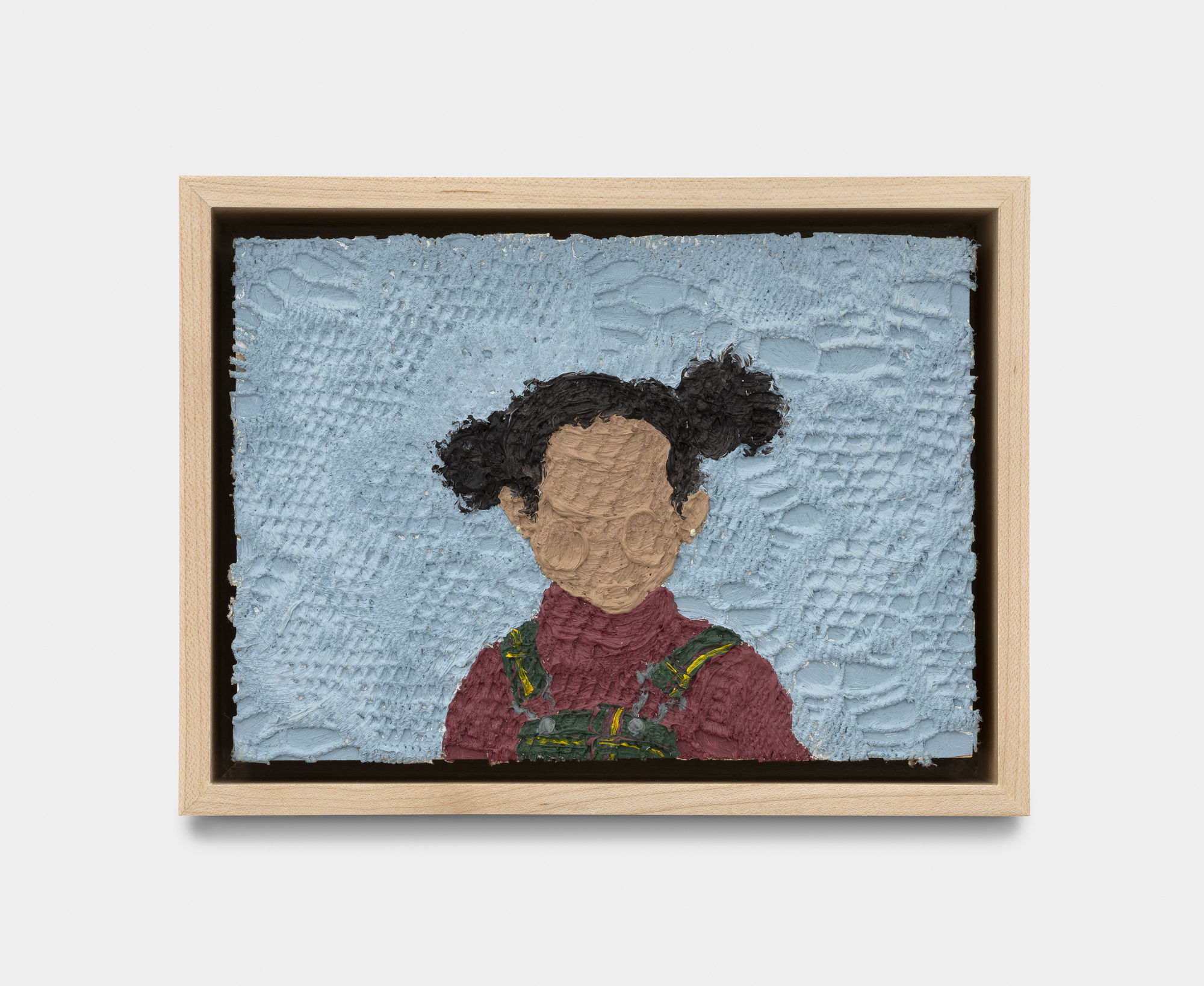 Shaina McCoy Self Portrait #11, 2023 Oil and lace on wood panel 13 x 18 x 6 cm. 5 x 7 x 2 &frac12; in.