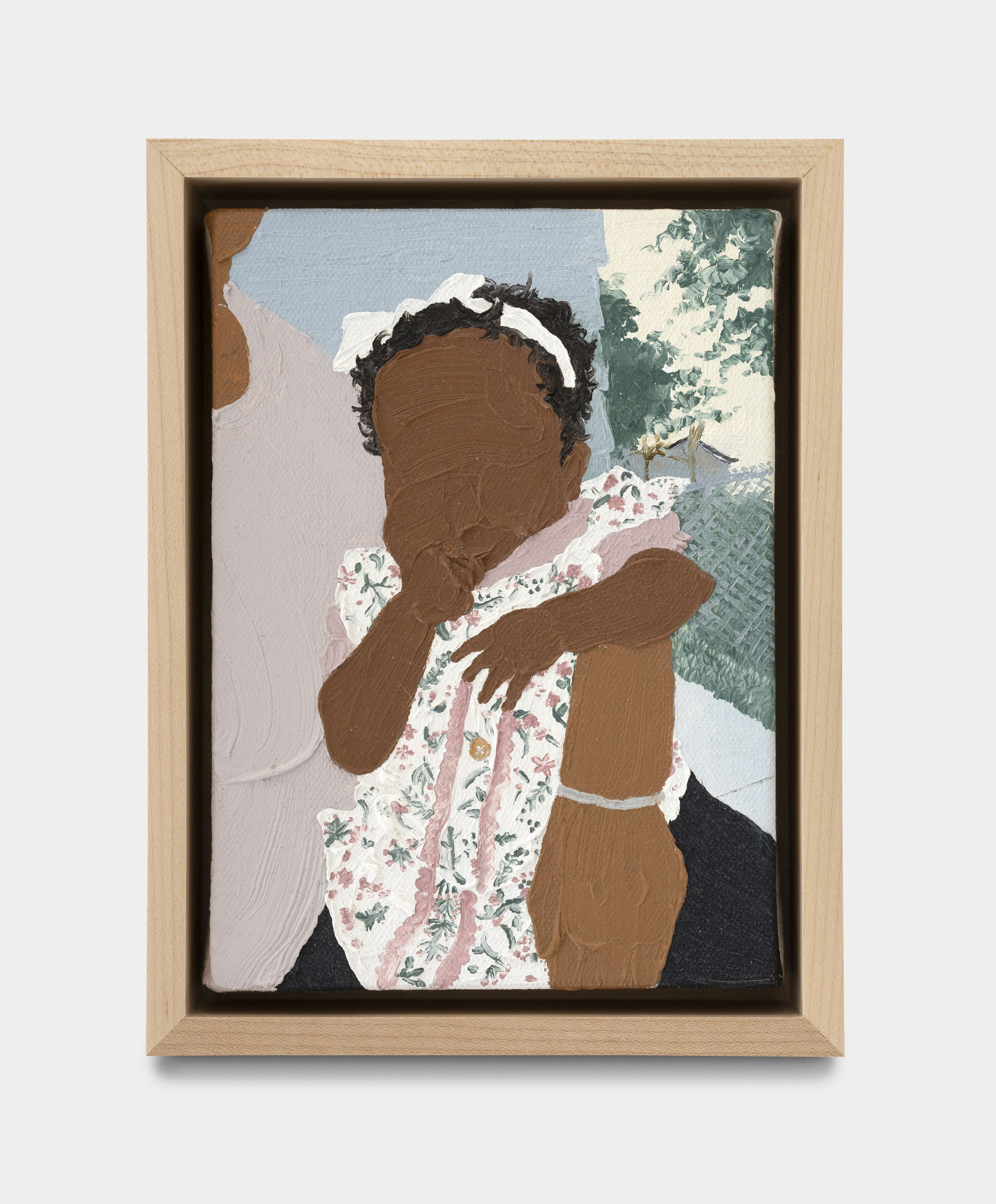 Shaina McCoy Little Miss Hannah, 2023 Oil on canvas on wood panel 17.8 x 12.7 x 3.8 cm. 7 x 5 x 1 &frac12; in.