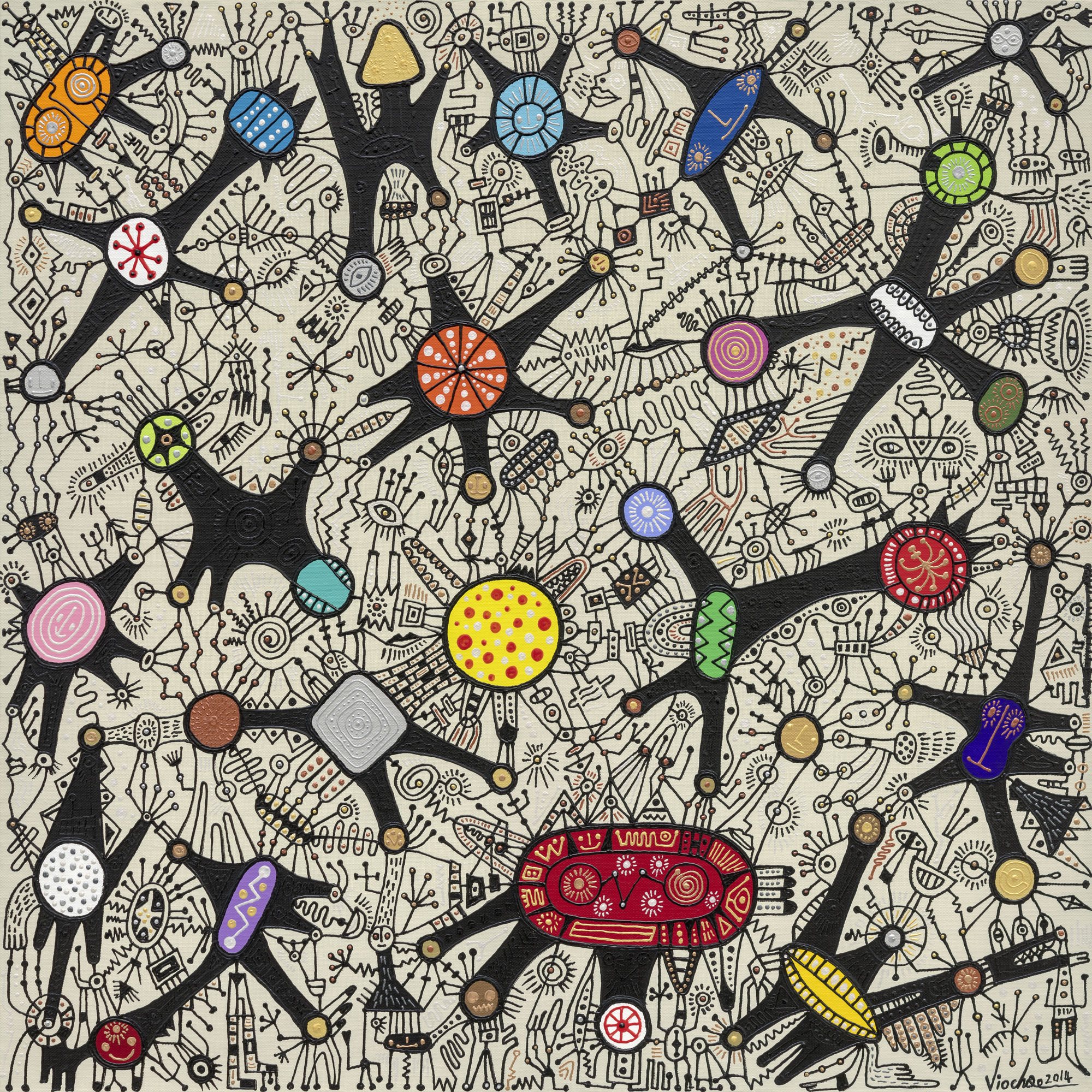 Vio Choe Happy cell 2017 Acrylic on canvas 76 × 76 cm