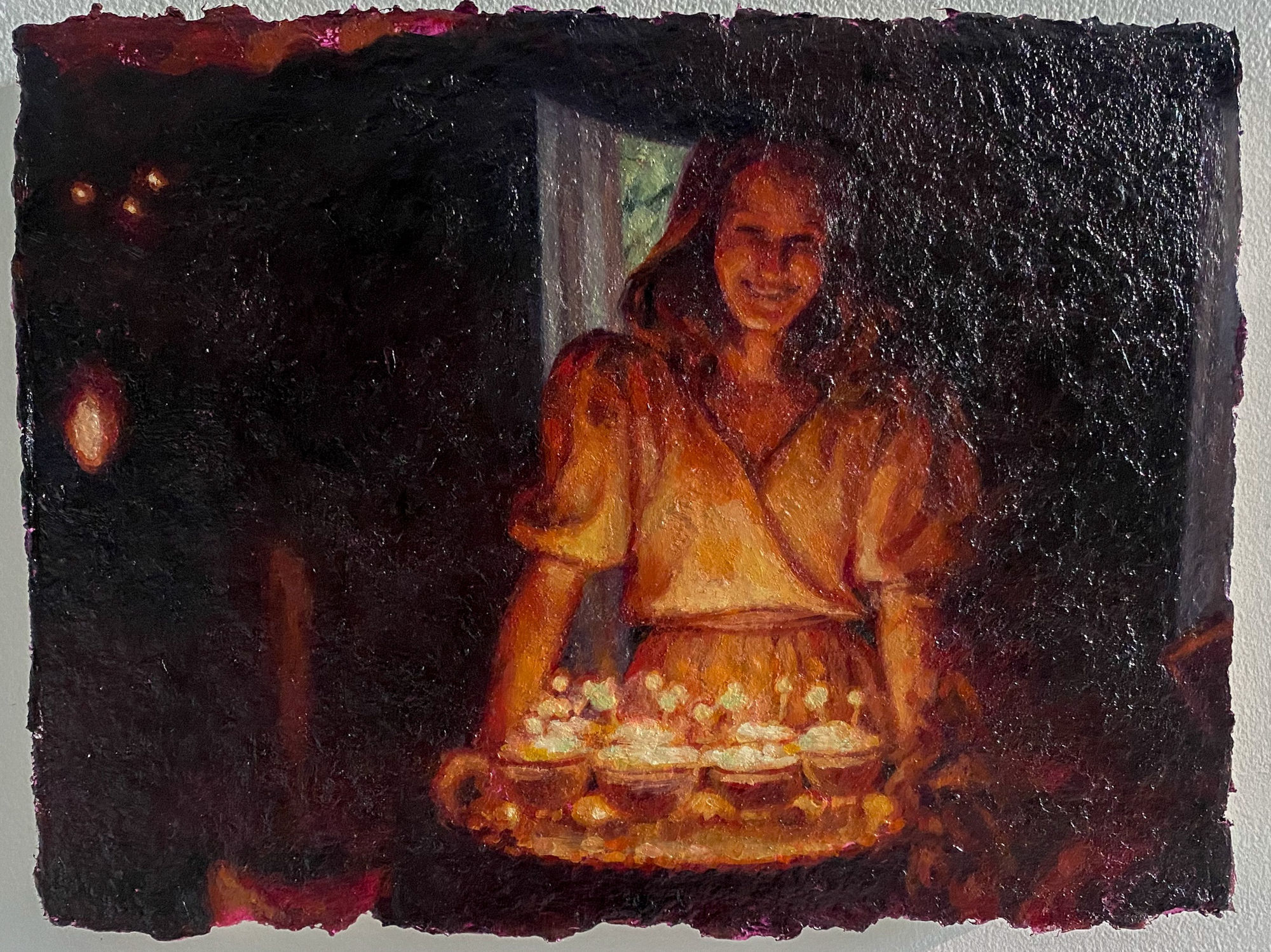 Meghan Murray 'Sun' Flowers can Bloom in Shady Places, 2022 Oil on handmade paper 9.5 x 12.5 in.