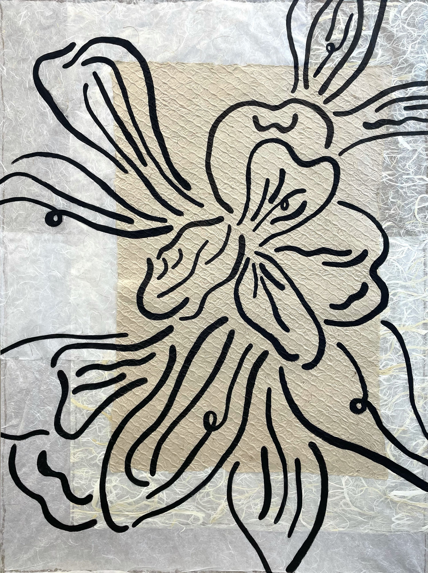 Hailin Li Flower Series: One, 2021 Cupboard, paper, ink 40 x 30 in.