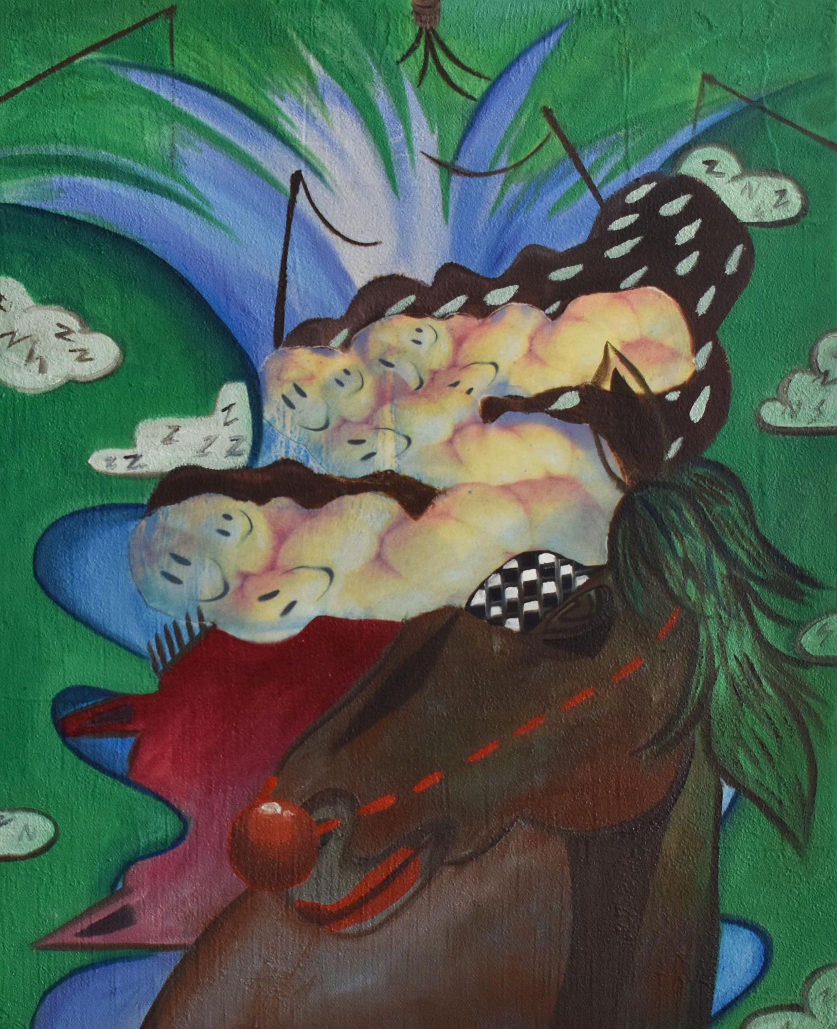 Jingqi Steinhiser Clown Horse, 2021 Mixed media on canvas 17 x 14 in.