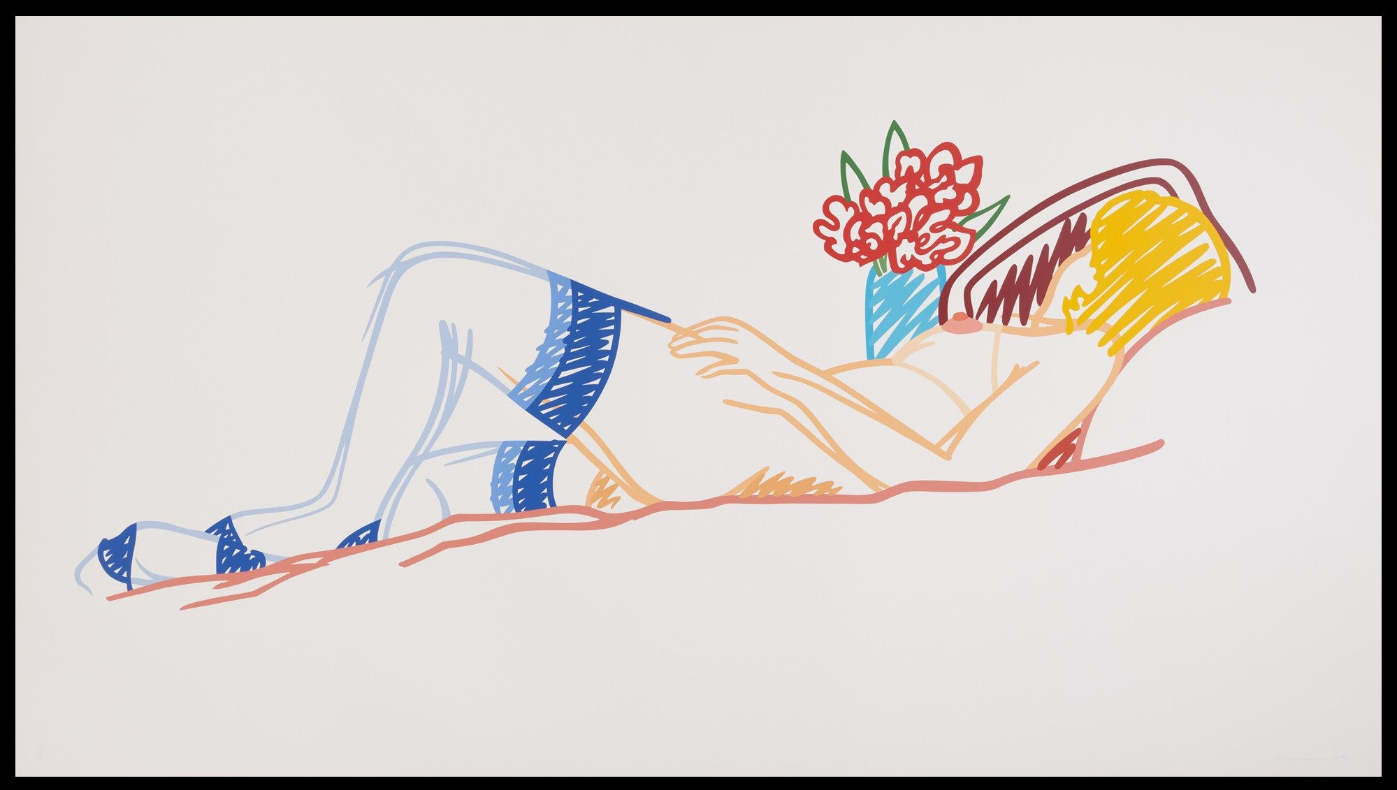 Wesselmann Nude With Bouquet And Stockings Framed