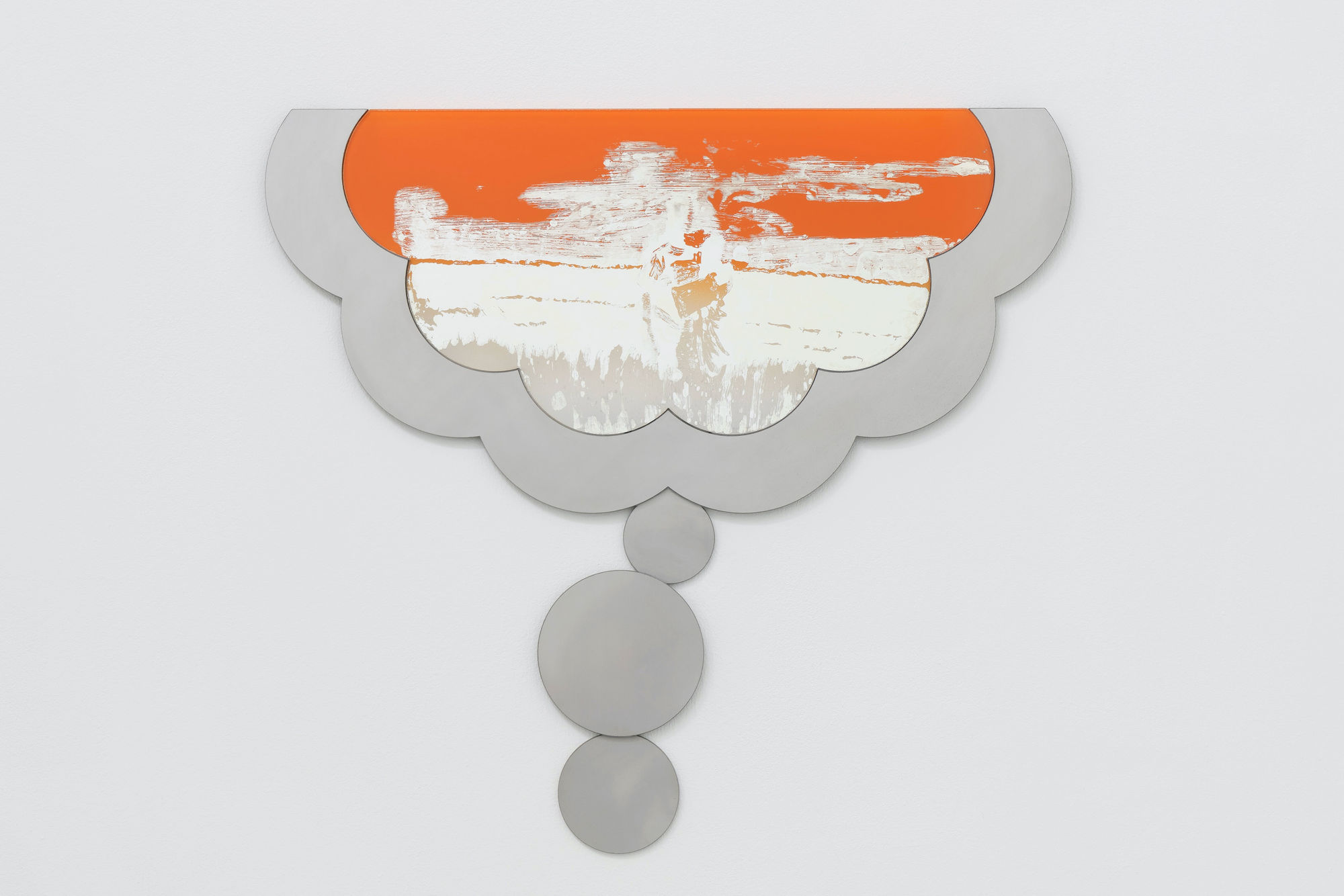 If you want to see the one?, 2022, glass, silver nitrate, acrylic lacquer glass, metal, 53.5 x 48 cm