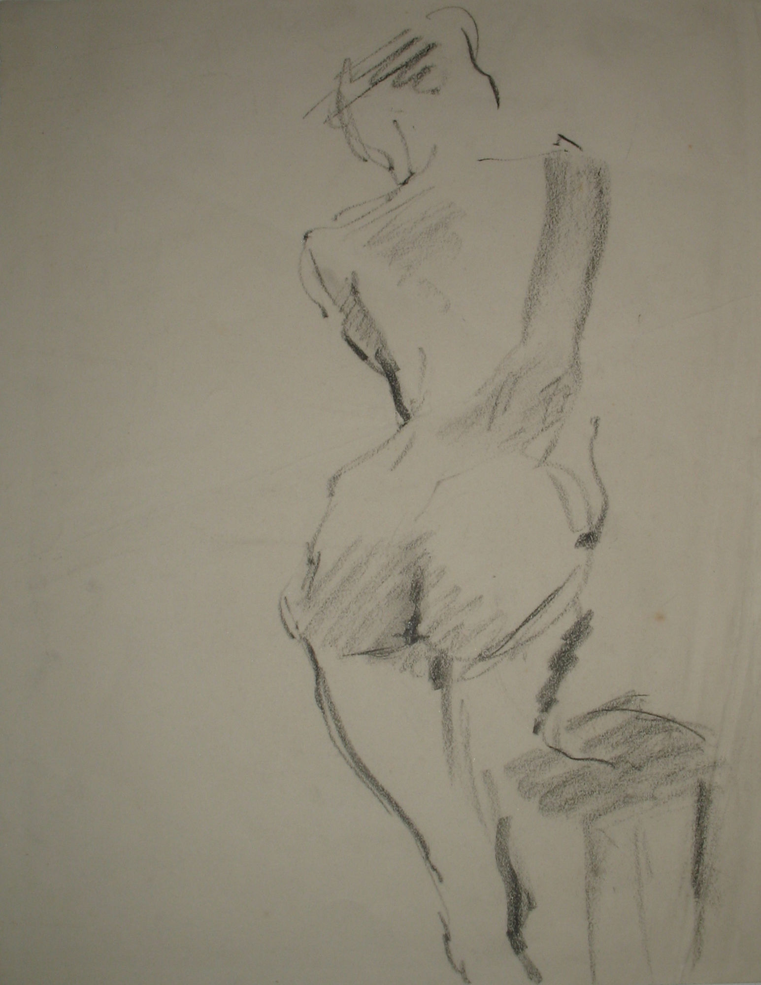 Charcoal drawing of the back of a nude