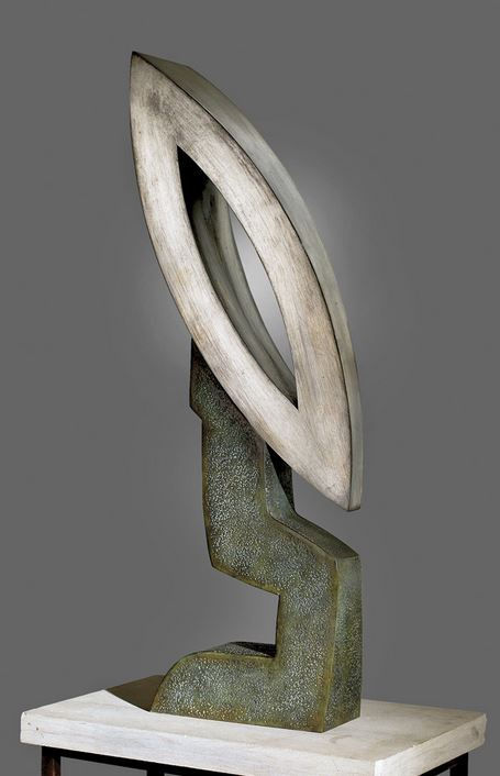 Silver and green sculpture