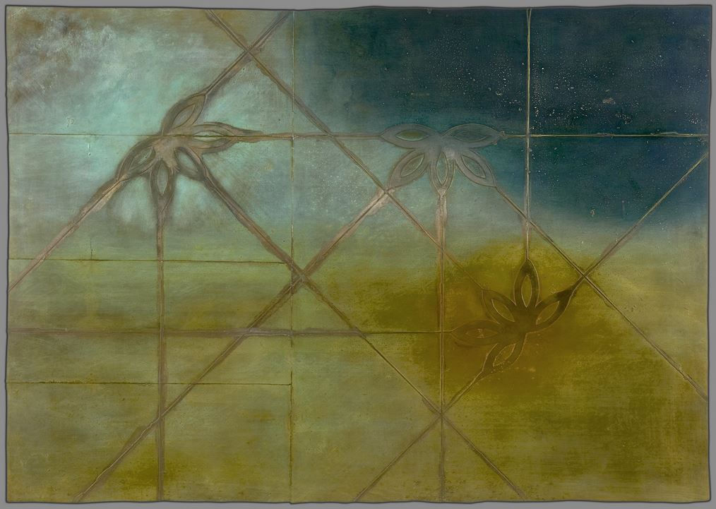 Green and blue oxidized copper