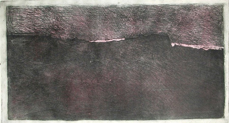 grayscale etching of abstracted horizon